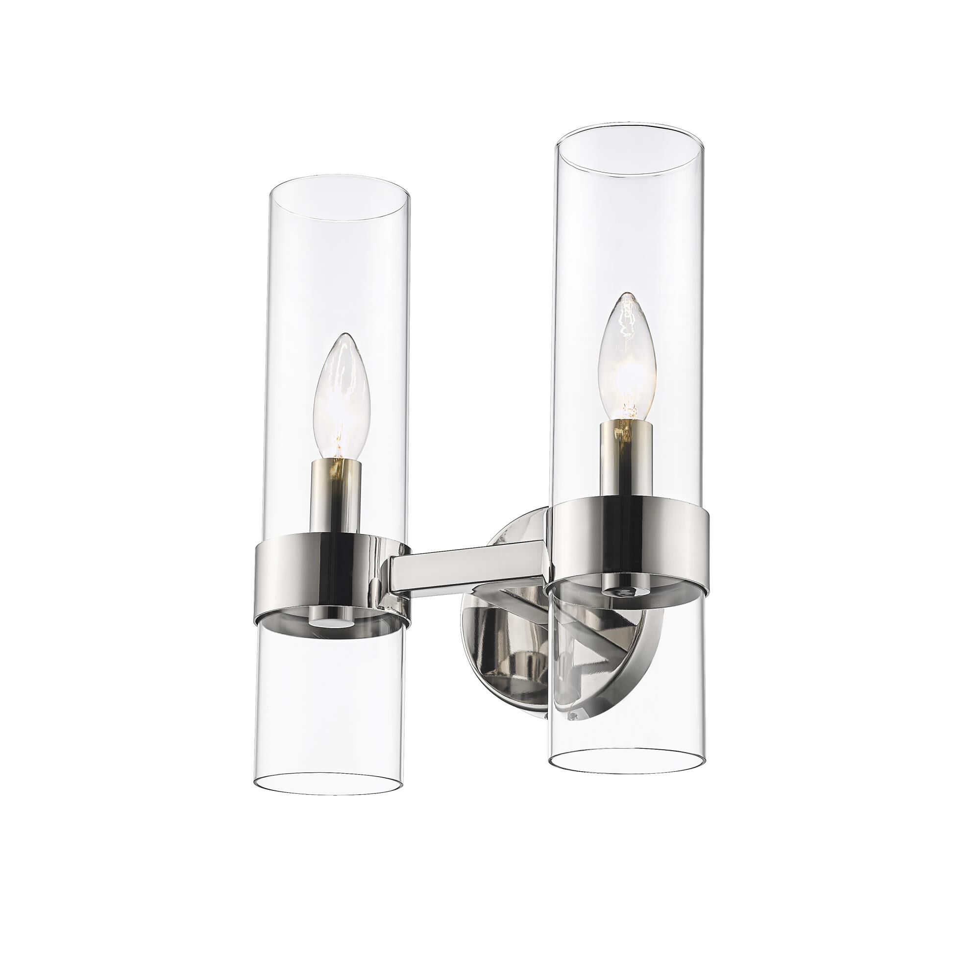 Shown in Polished Nickel finish and Glass shade