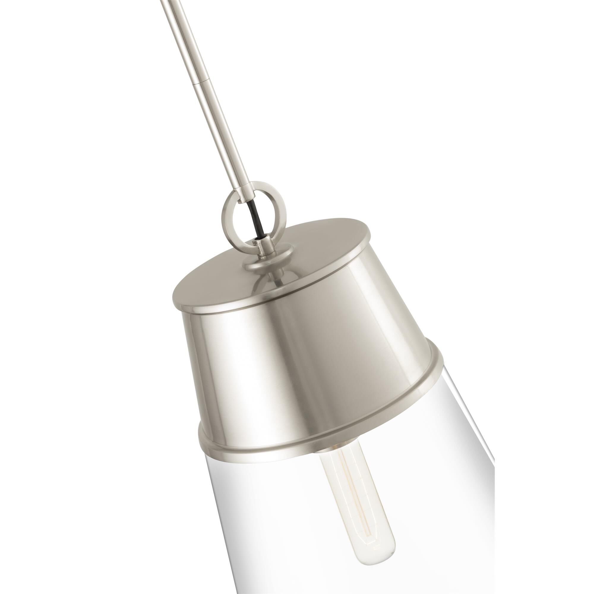 Shown in Brushed Nickel finish and Glass shade