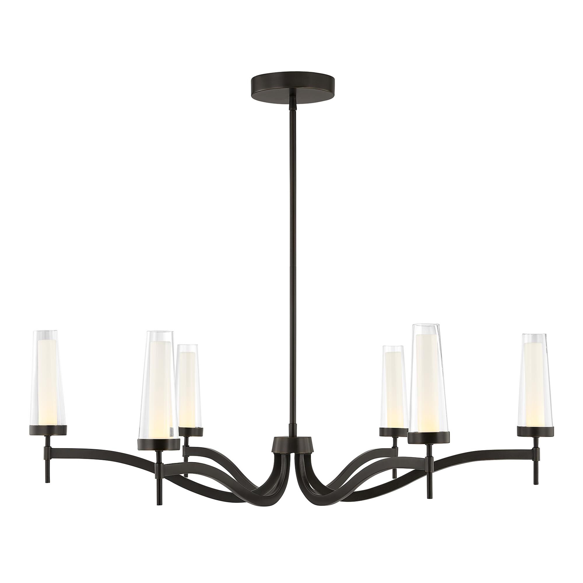Shown in Mediterranean Bronze finish and Clear/Opal glass