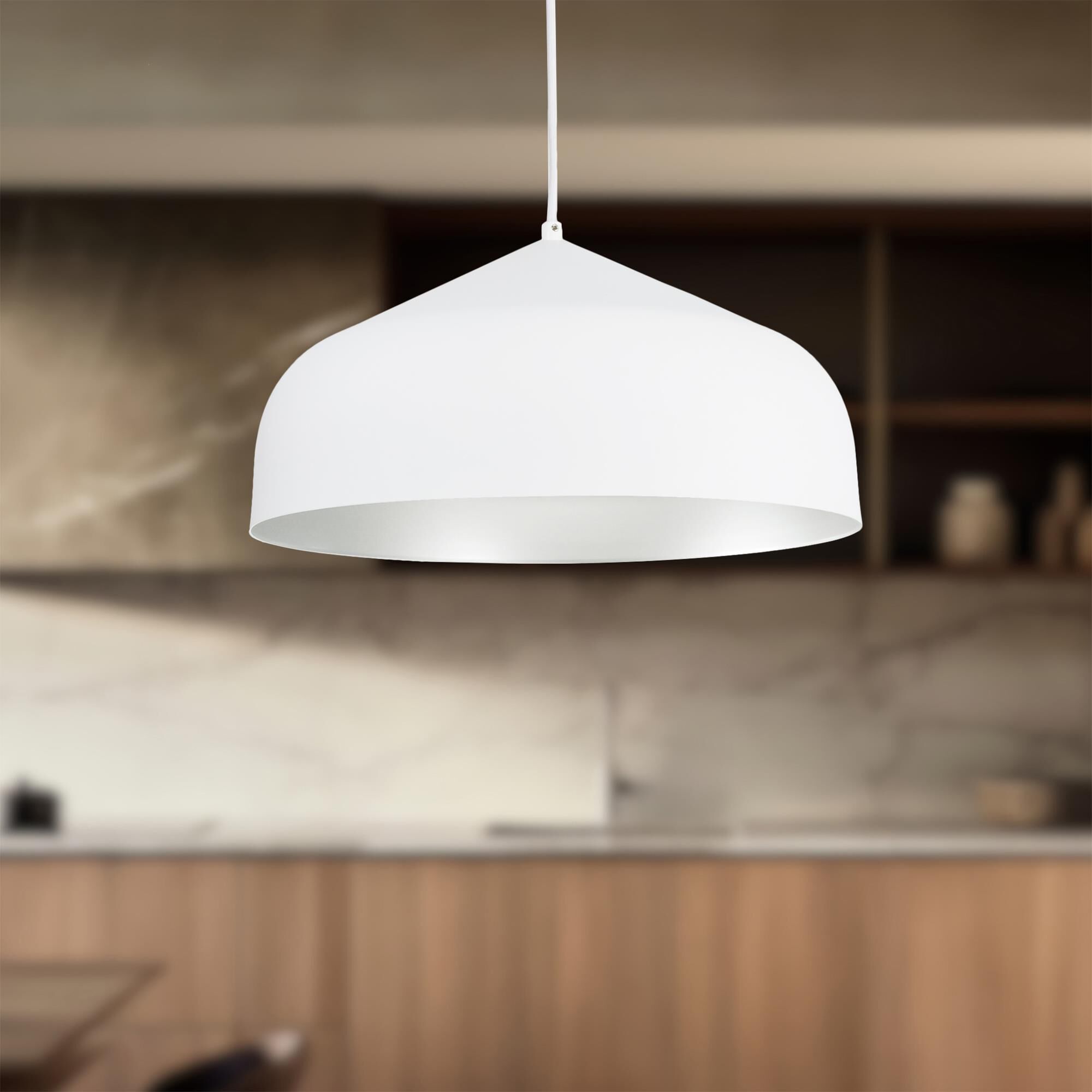 Shown in White - Silver finish and Spun Metal shade