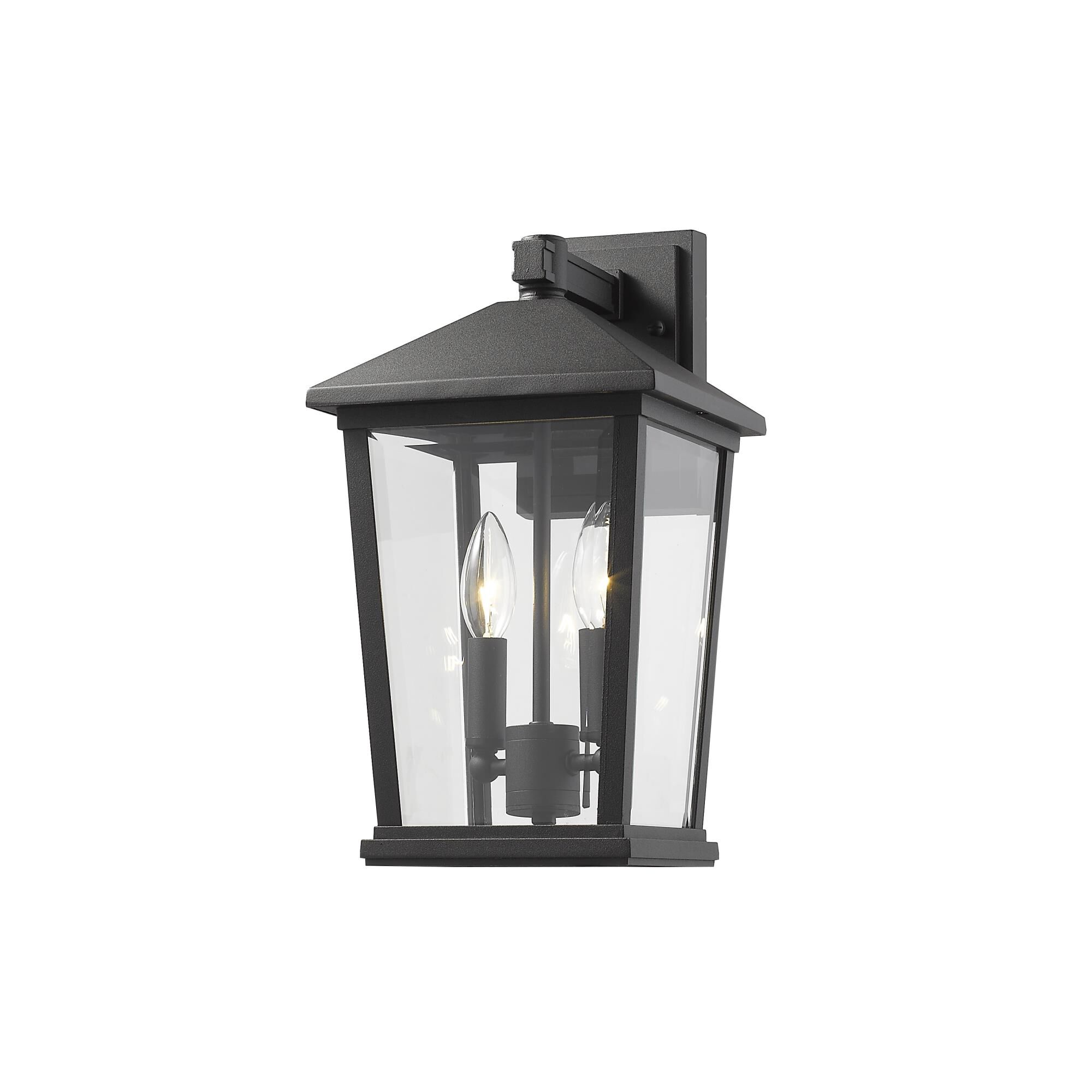 Shown in Black finish and Glass shade