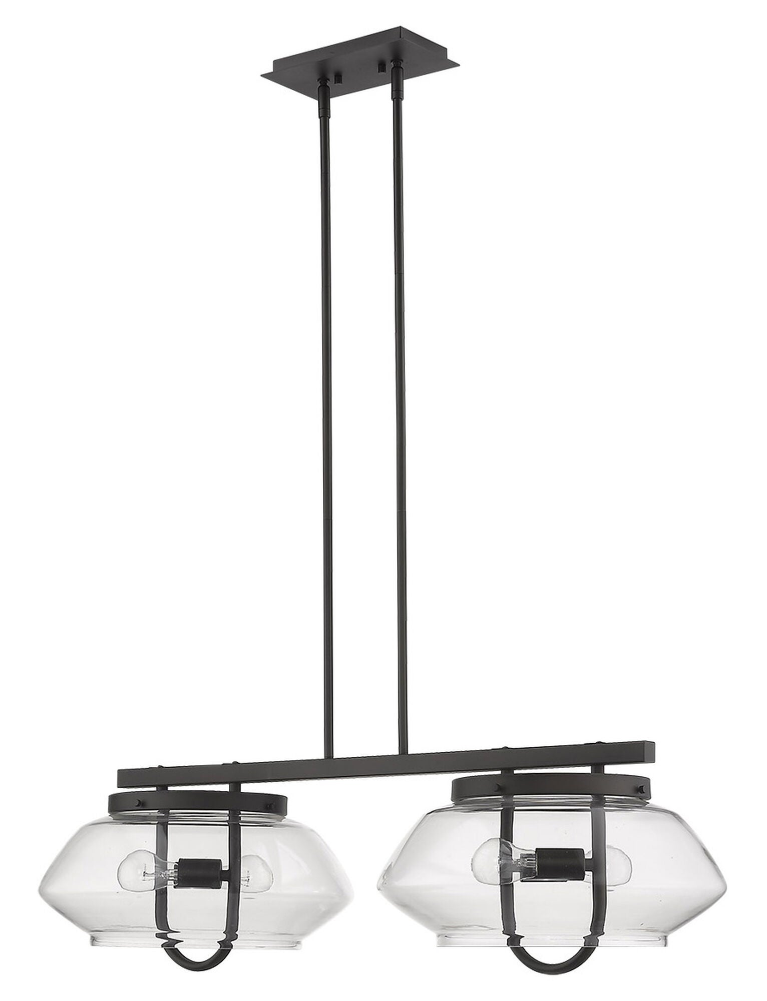 Shown in Oil-Rubbed Bronze finish and Clear glass and Clear Glass Drum shade