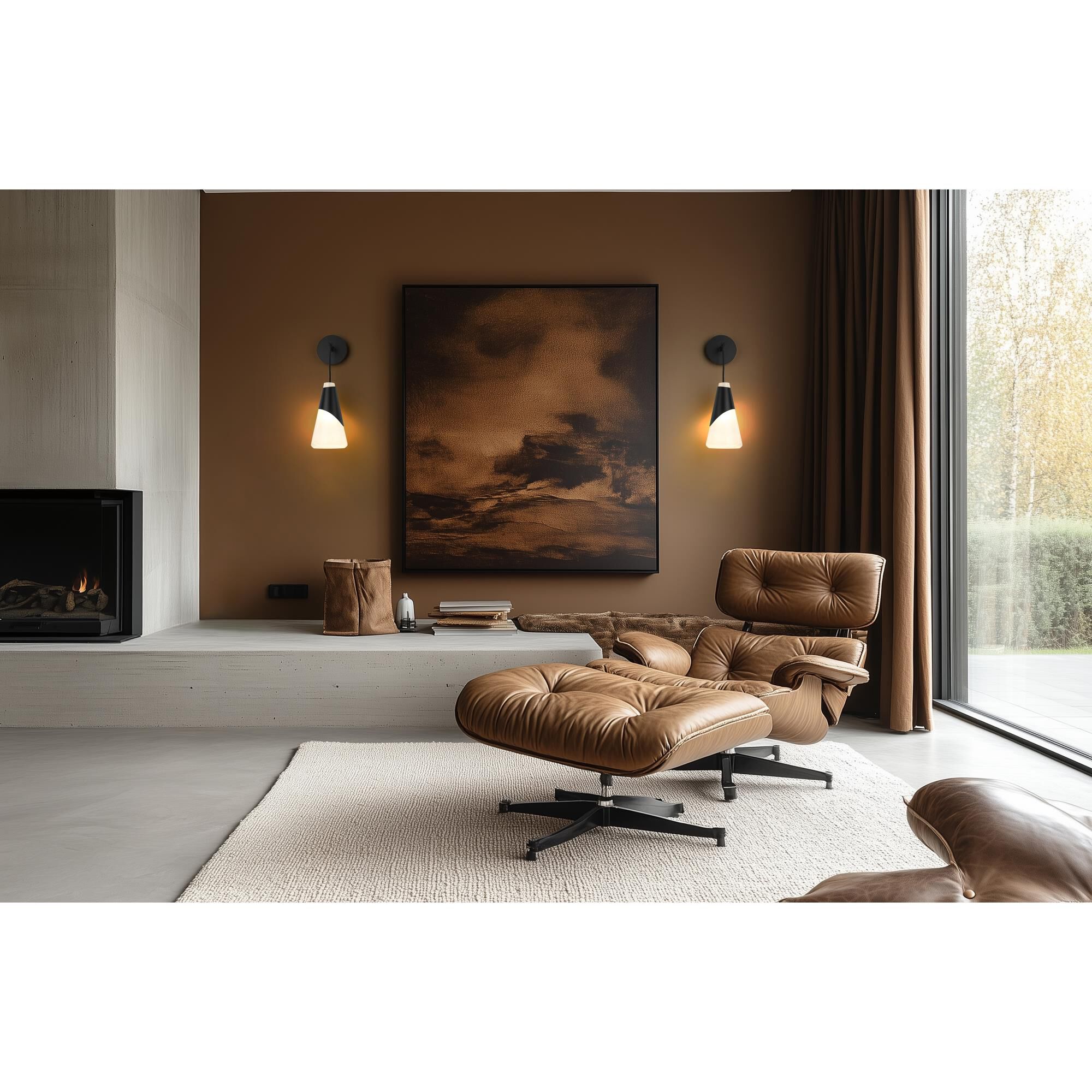 Shown in Matte Black finish and White Swirl glass and White Swirl shade