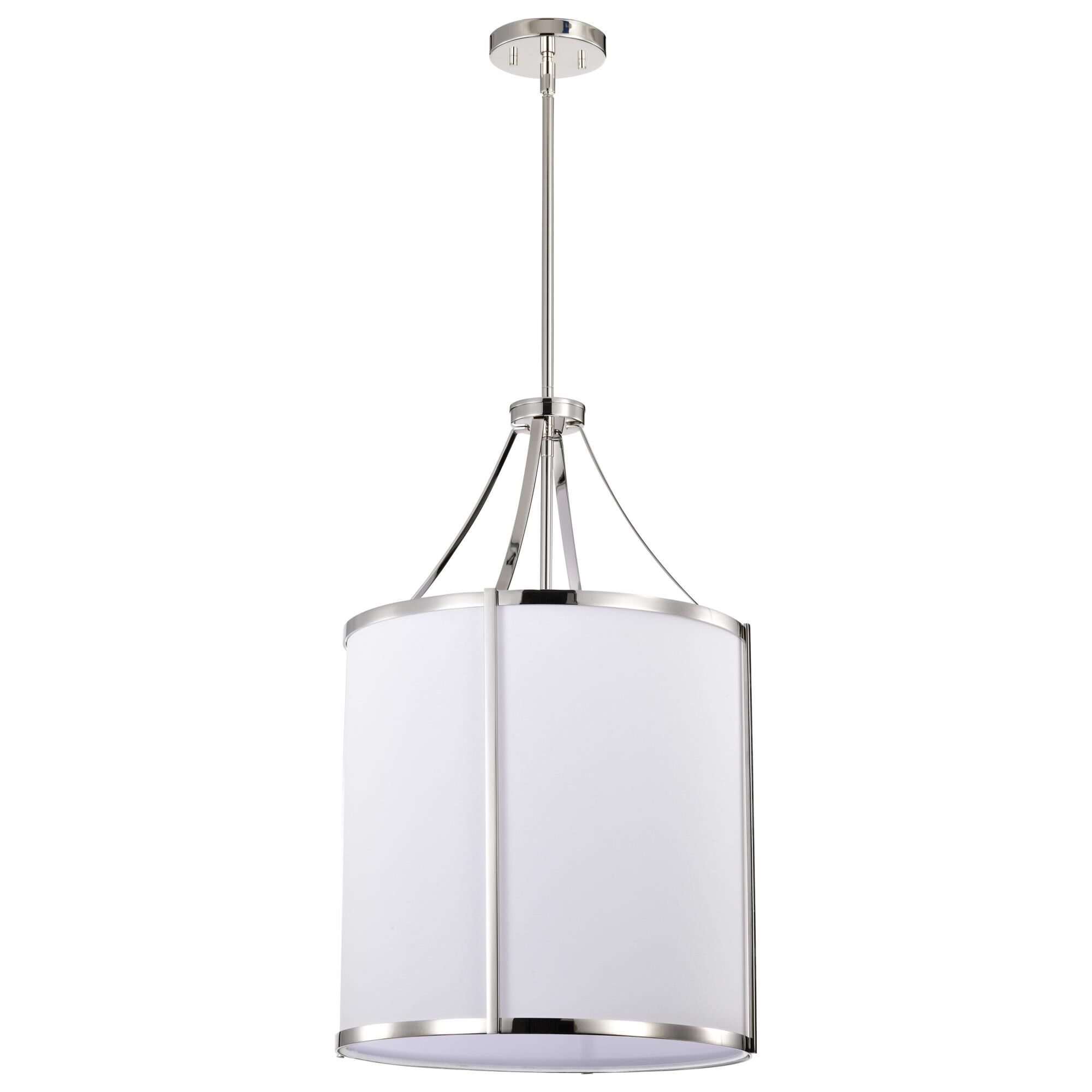 Shown in Polished Nickel finish and White Linen shade