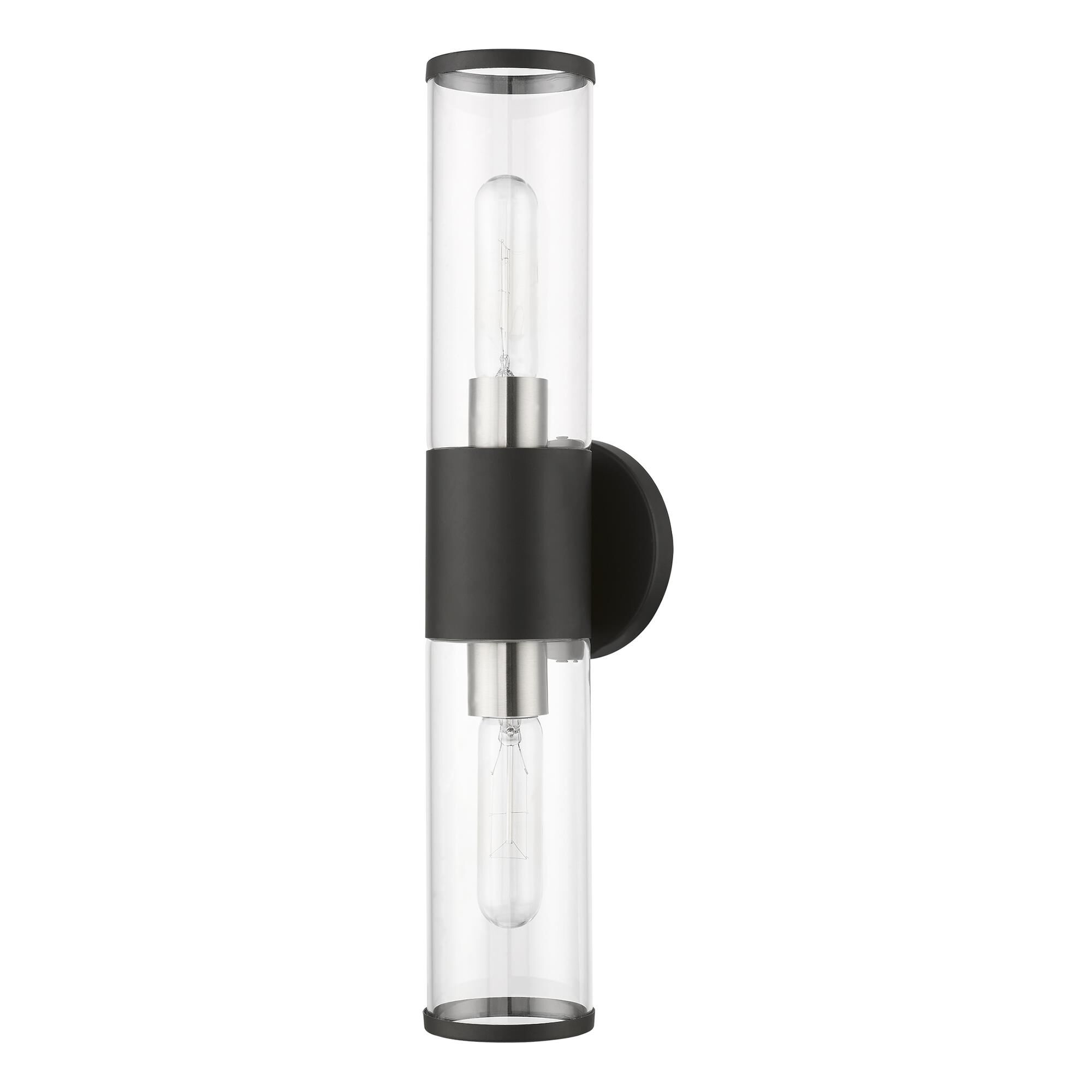 Shown in Black With Brushed Nickel Accent finish and Clear glass and Clear Glass shade