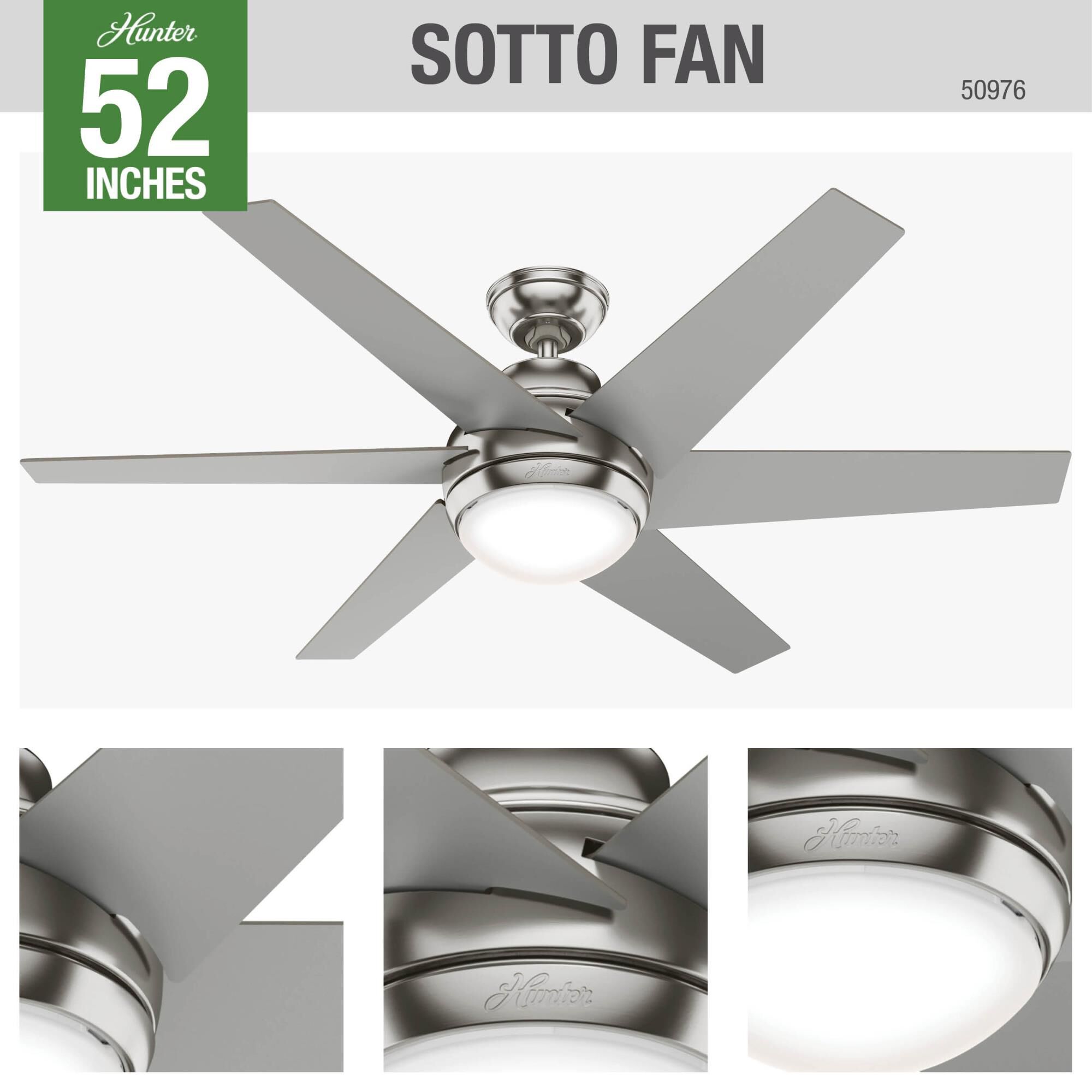 Sotto 52 Inch Ceiling Fan with Light Kit by Hunter Fan