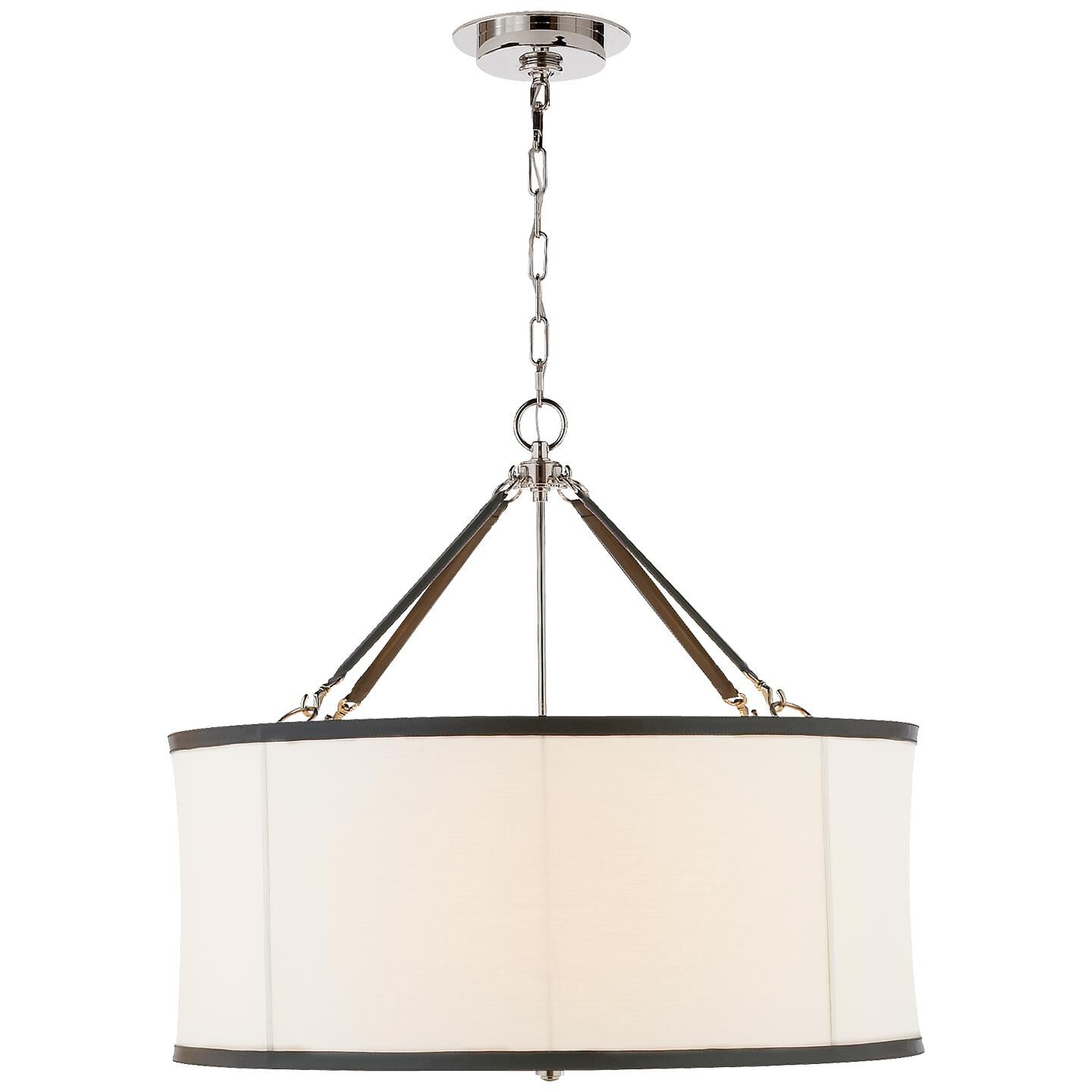 Shown in Polished Nickel finish and Linen shade