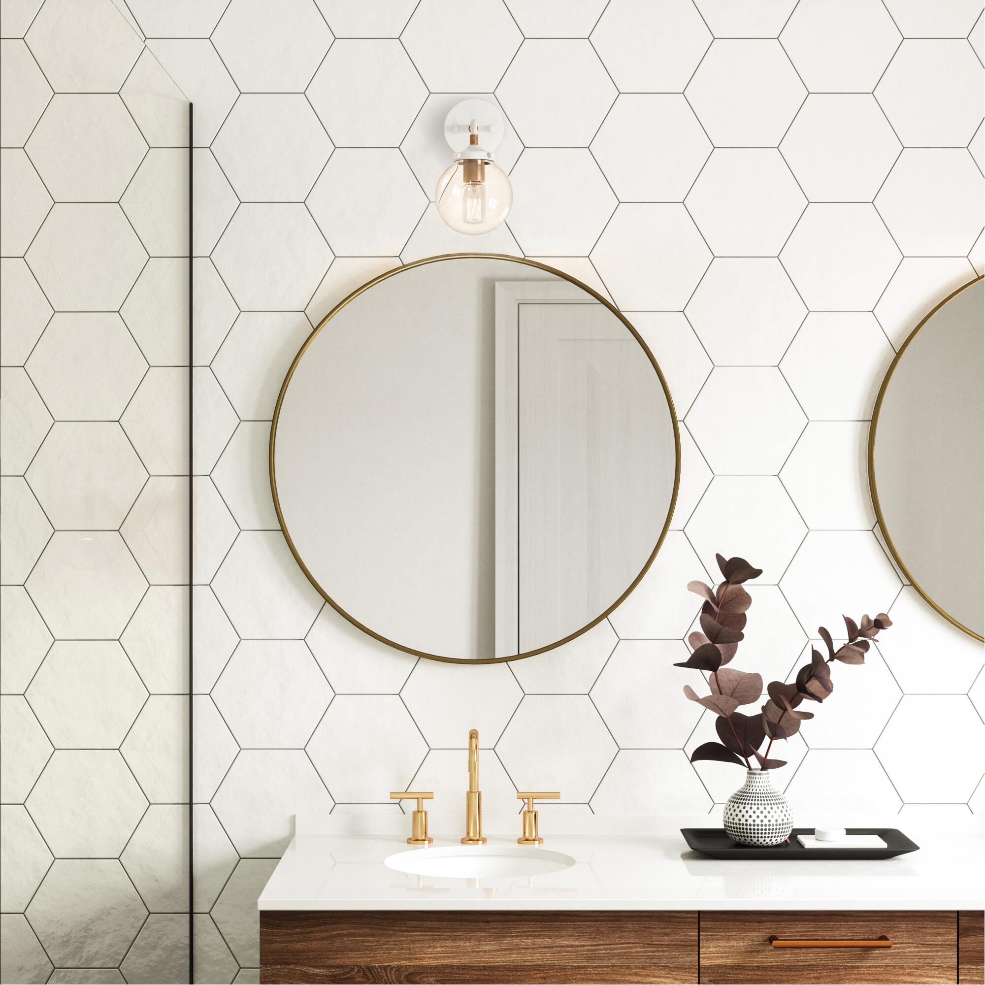 Shown in White finish and Clear glass