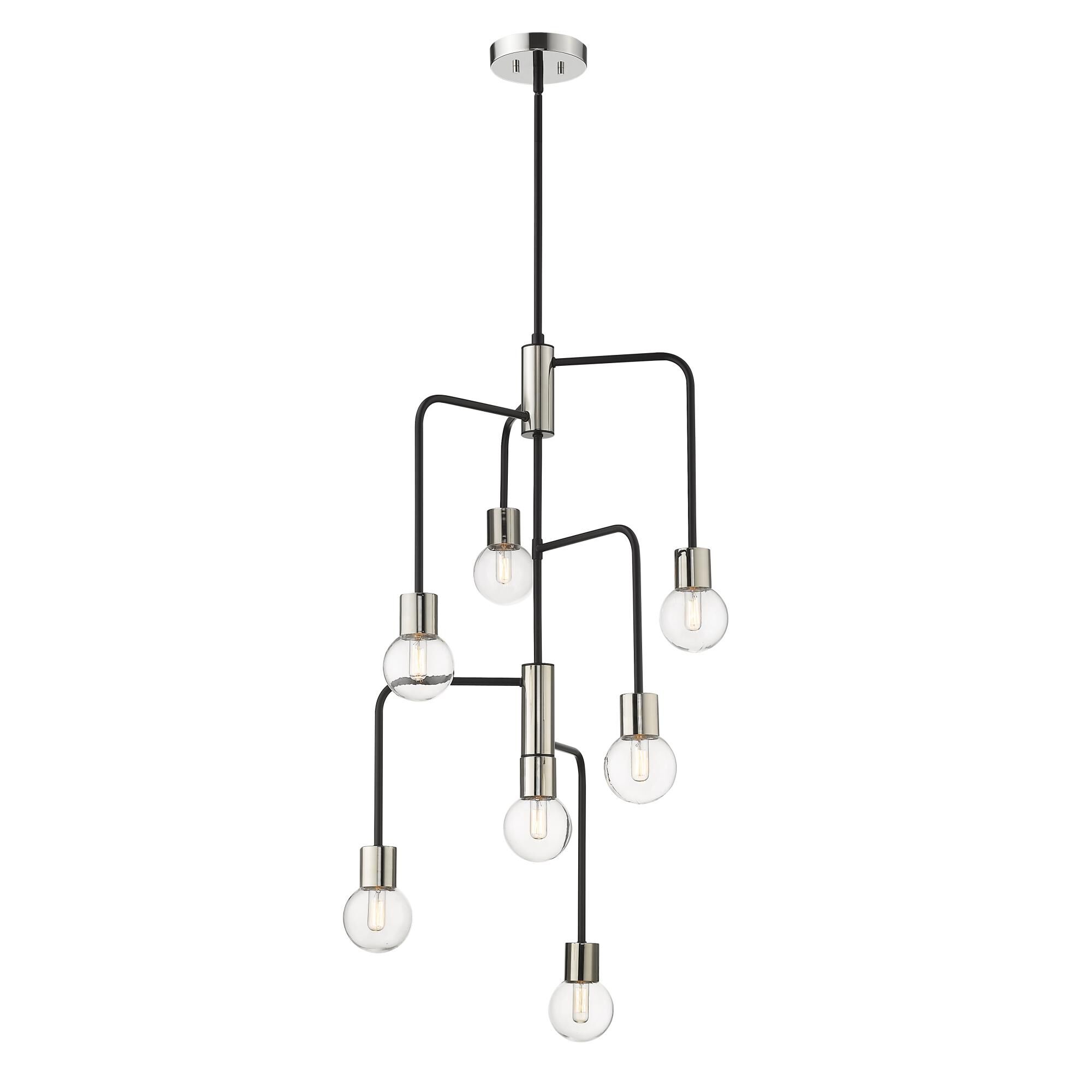 Shown in Matte Black + Polished Nickel finish and Glass shade
