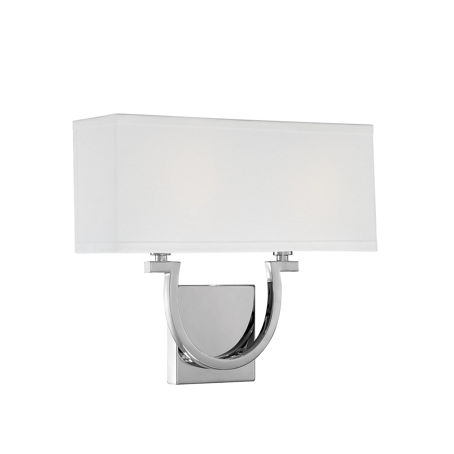 Shown in Polished Nickel finish and White Linen shade