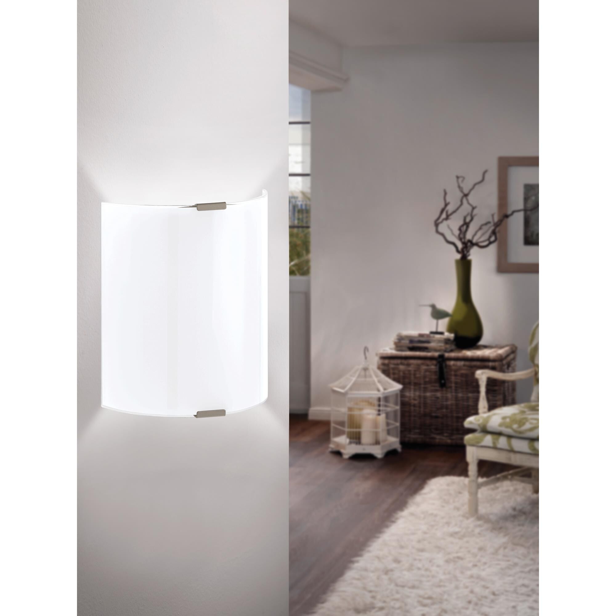 Shown in Silver finish and White glass