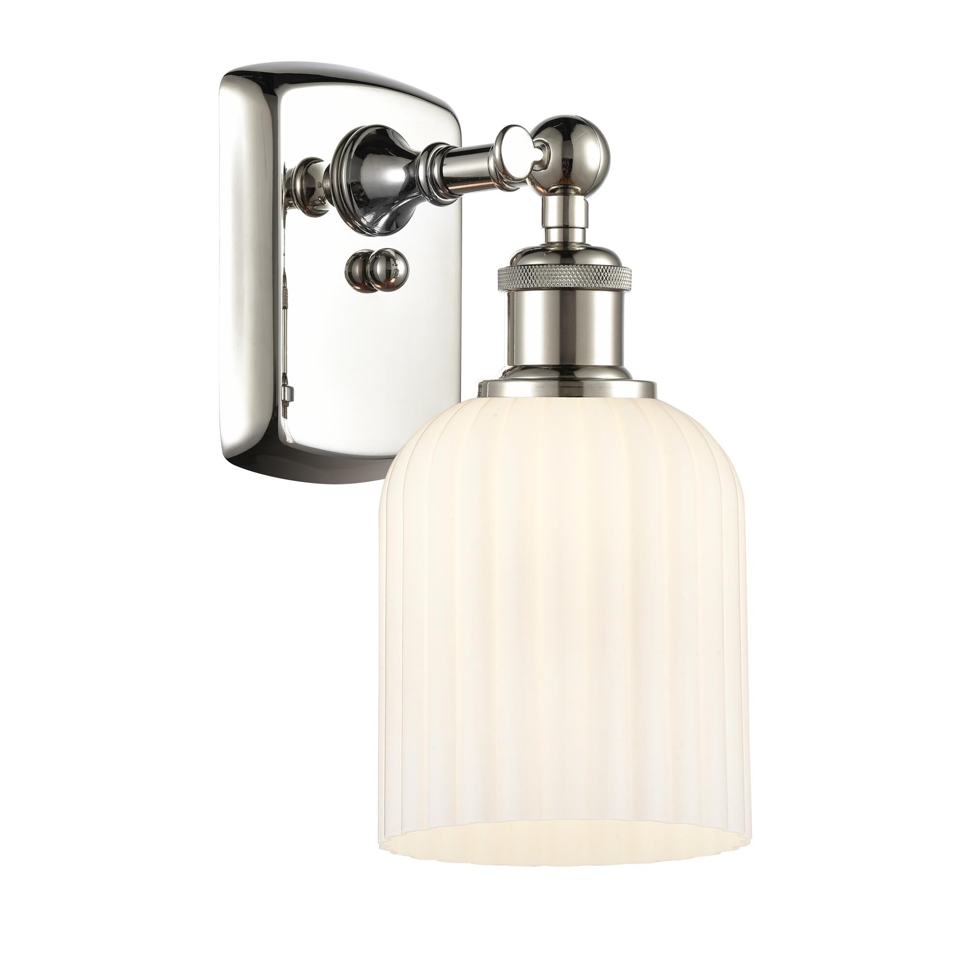 Shown in Polished Nickel finish and Gloss White shade