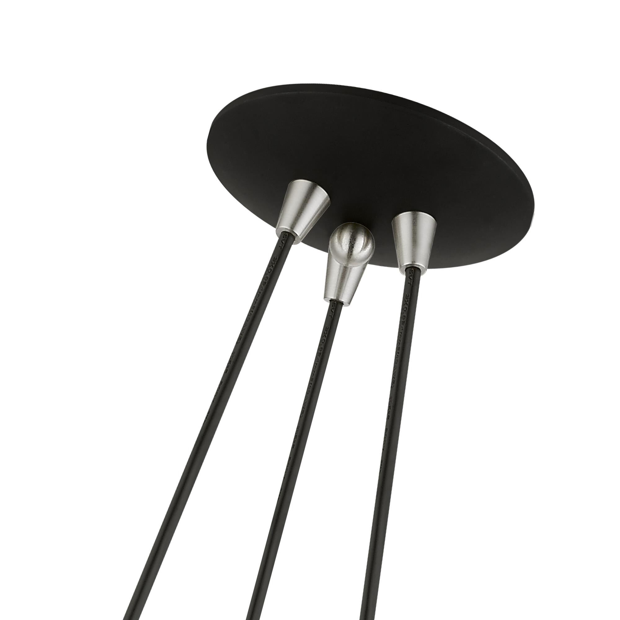 Shown in Black with Brushed Nickel Accents finish and Black Metal with Gold Inside shade