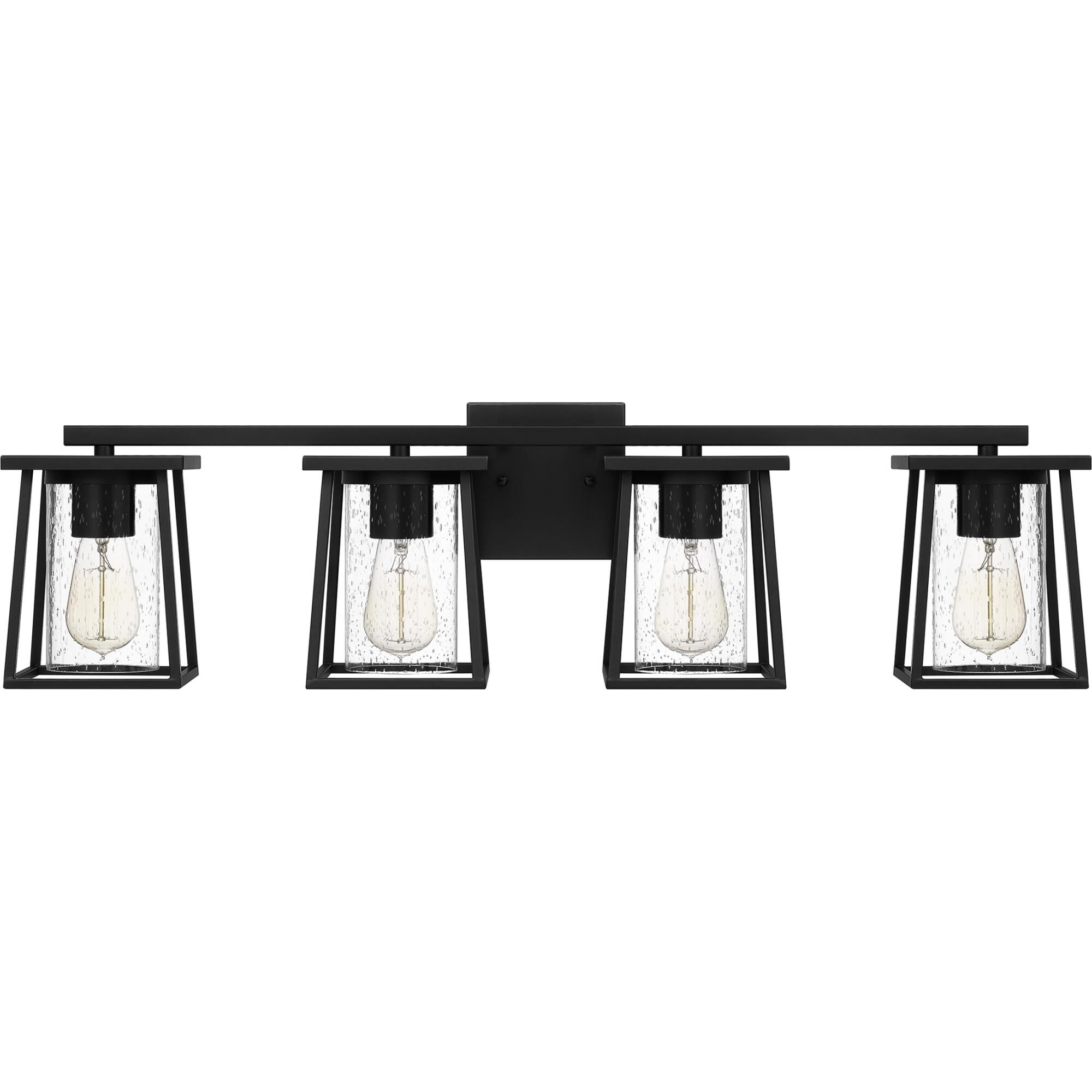 Shown in Matte Black finish and Clear Seeded Glass shade