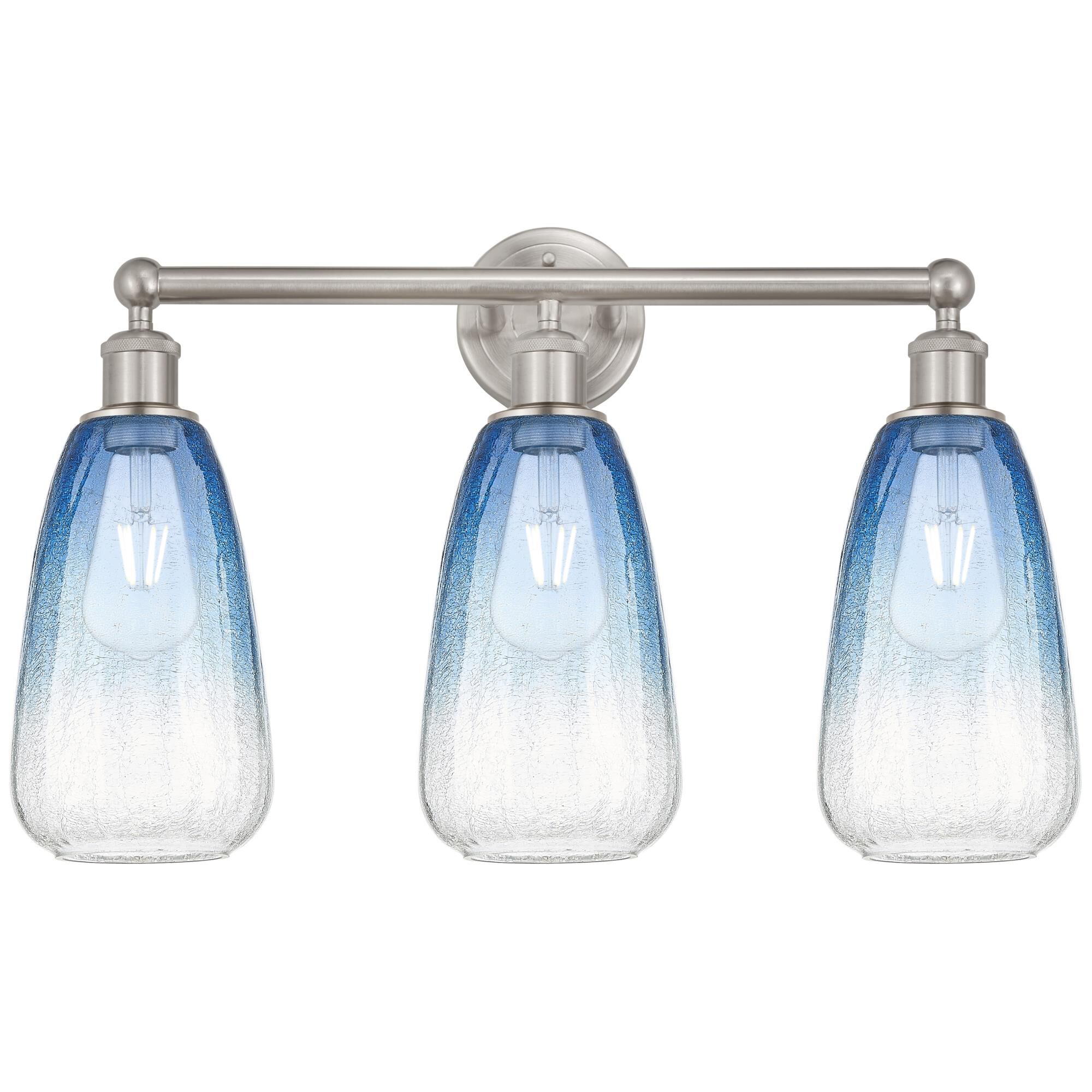 Shown in Brushed Satin Nickel finish and Sapphire Blue glass