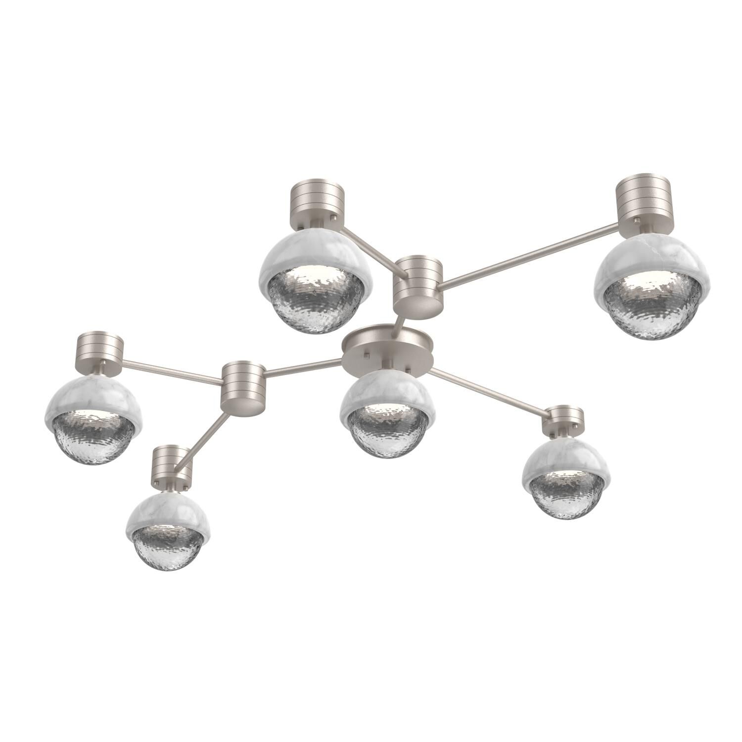 Shown in Beige Silver finish and Clear glass and White Marble accent