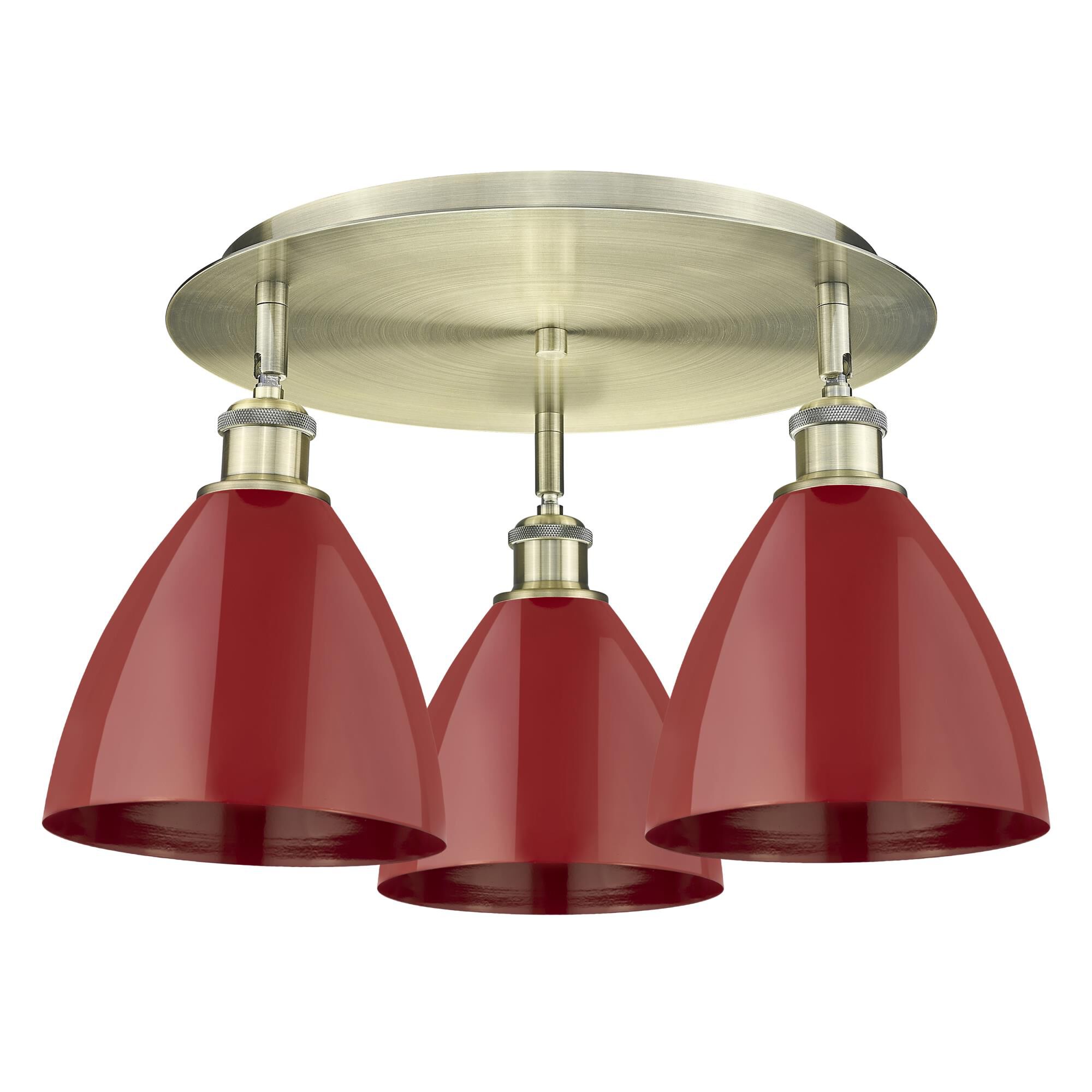 Shown in Antique Brass finish and Red shade