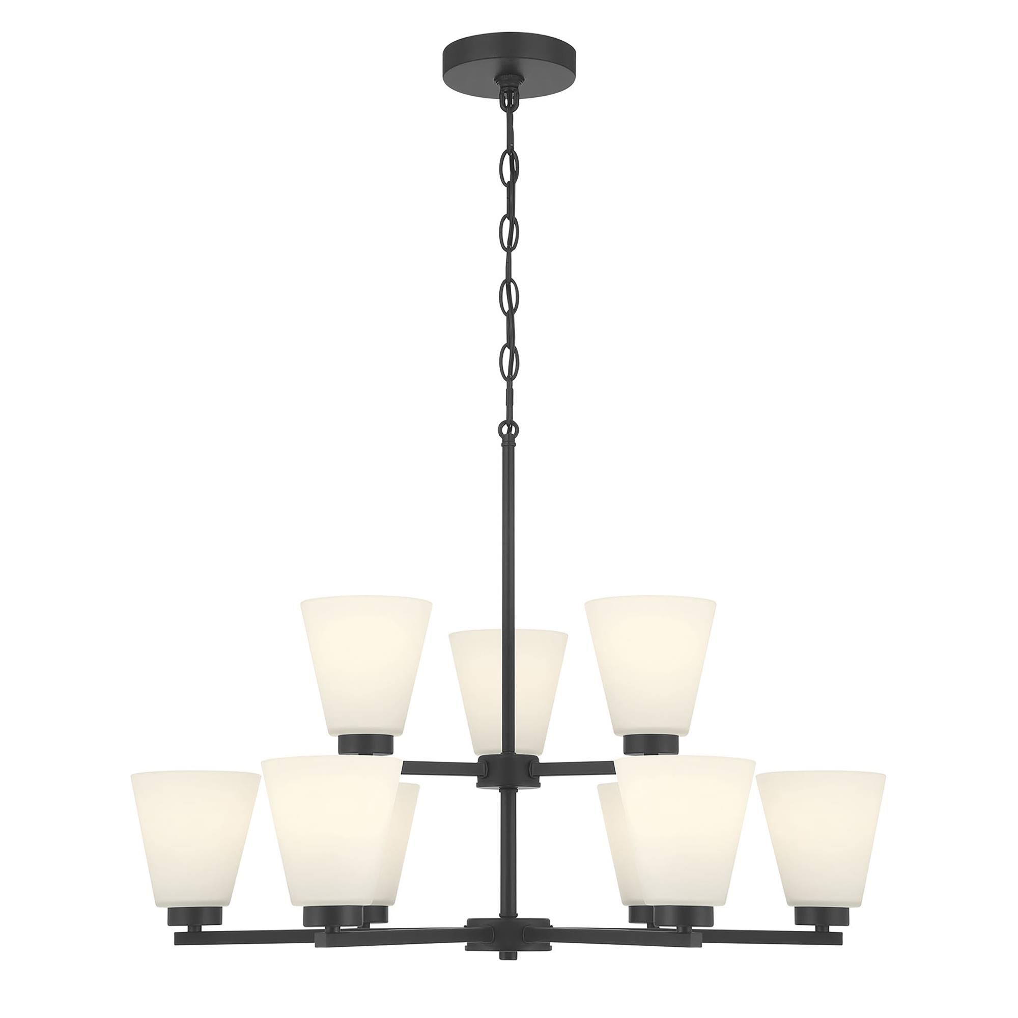 Shown in Matte Black finish and White Frosted glass