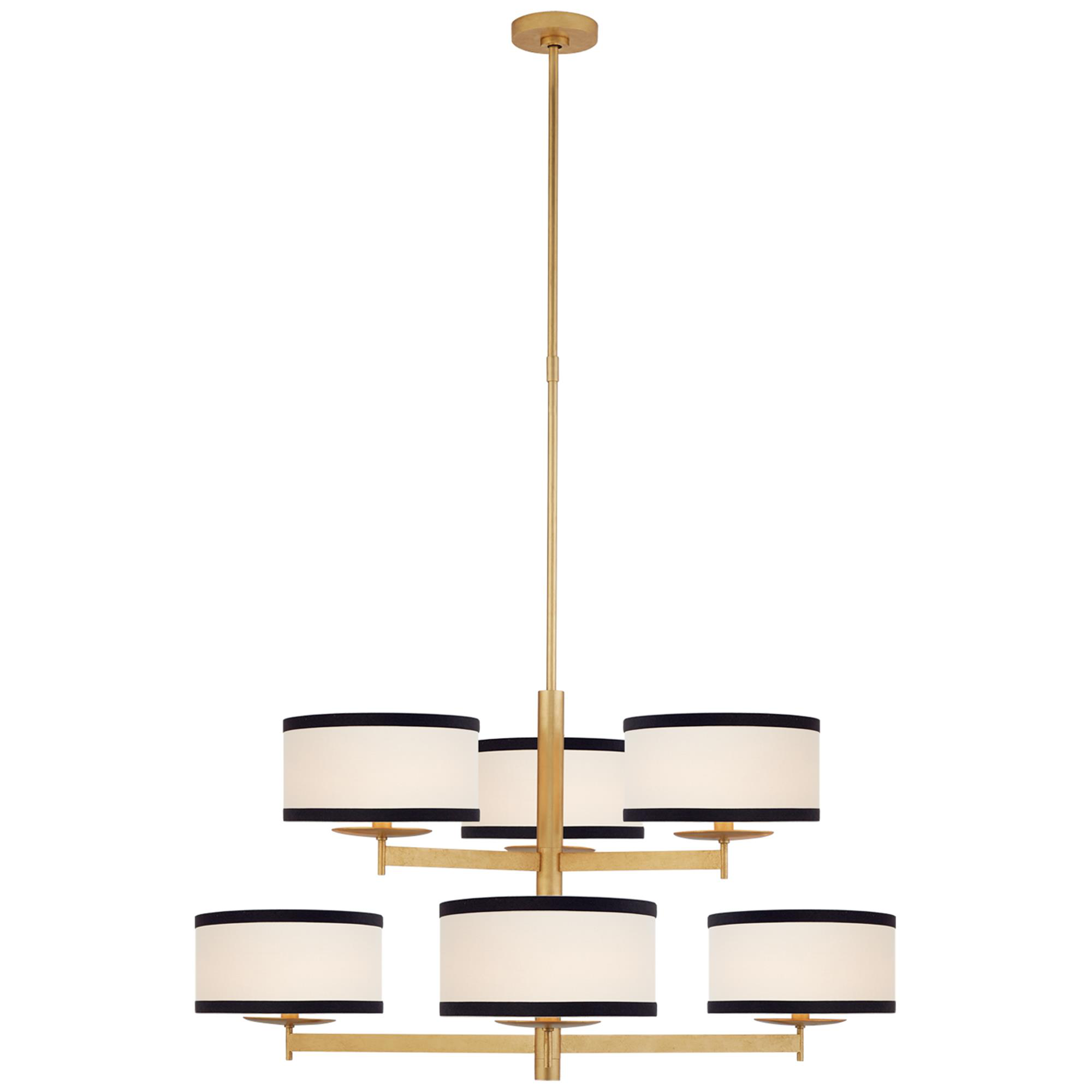 Shown in Gild finish and Cream Linen with Black Linen Trim shade
