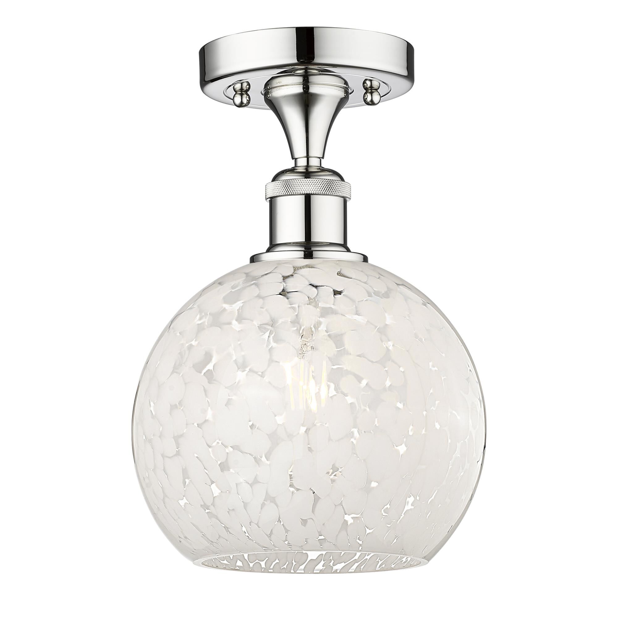Shown in Polished Chrome finish and White Mouchette glass
