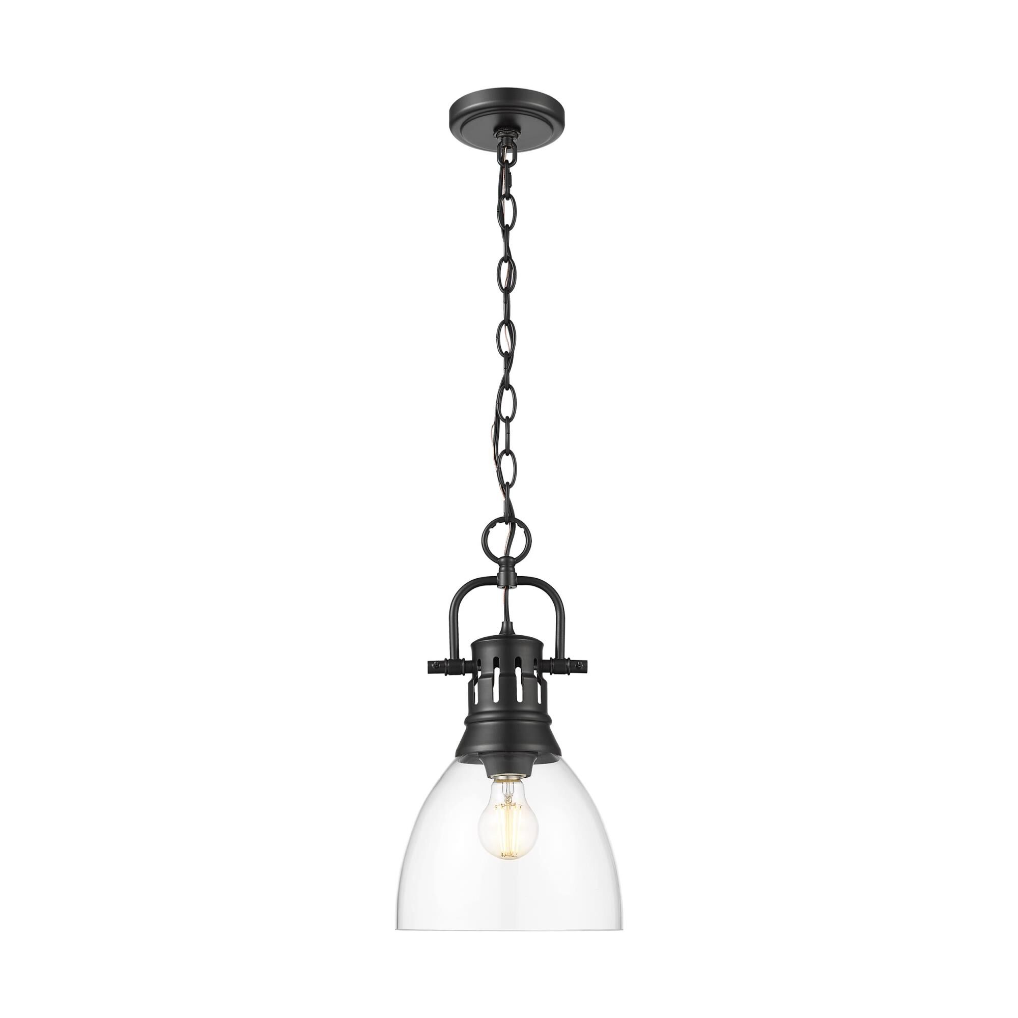 Shown in Matte Black finish and Clear Glass shade