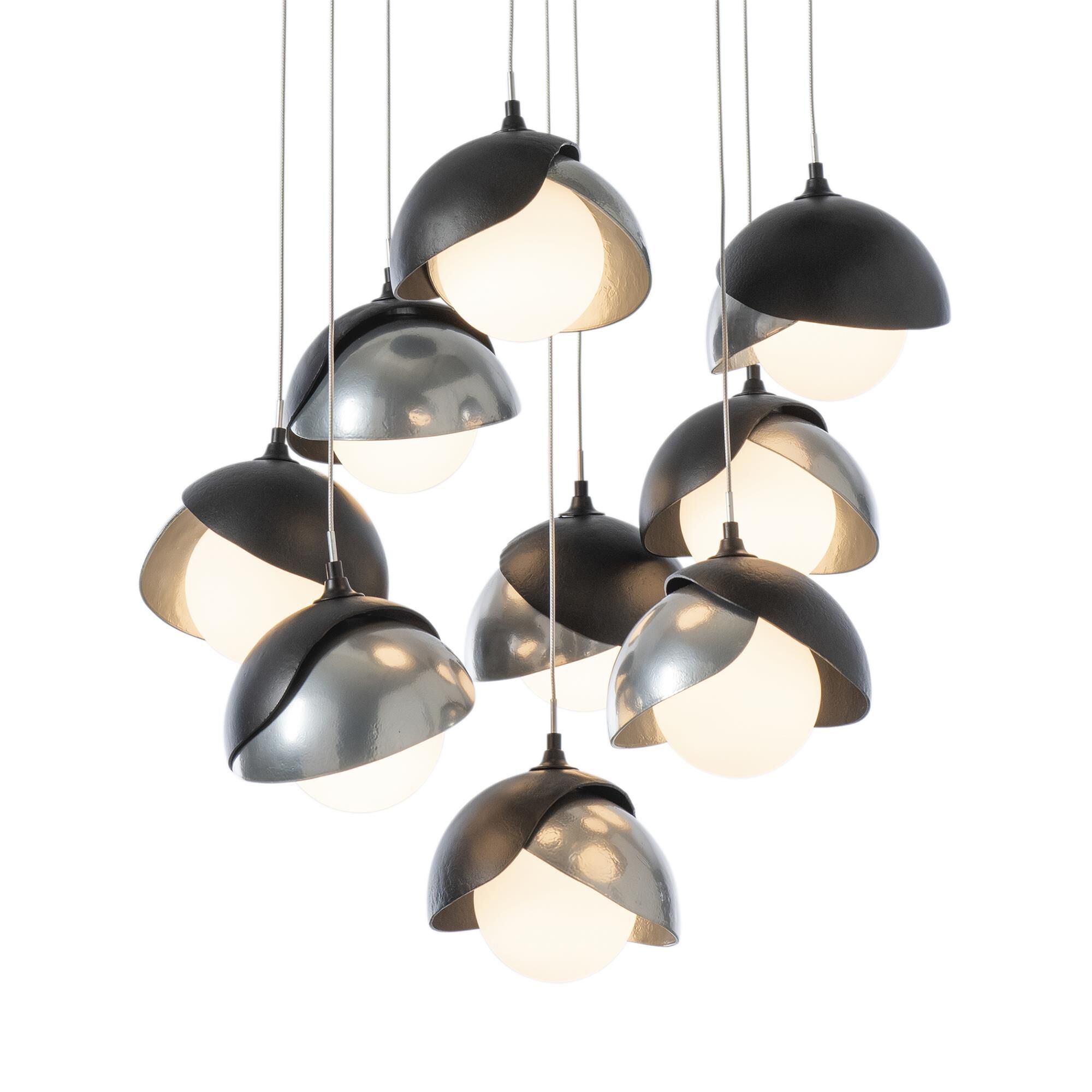 Shown in Black finish and Opal glass and Sterling accent