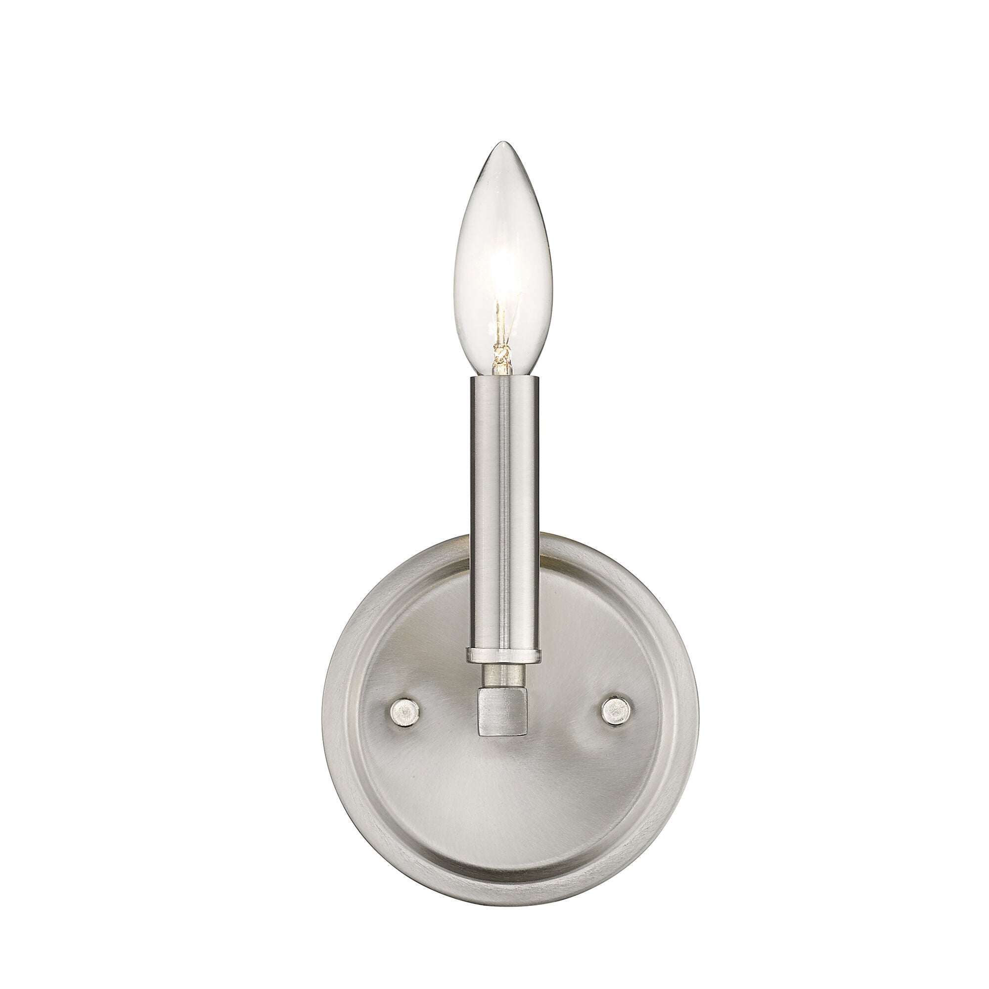 Shown in Satin Nickel finish and -- glass and -- shade