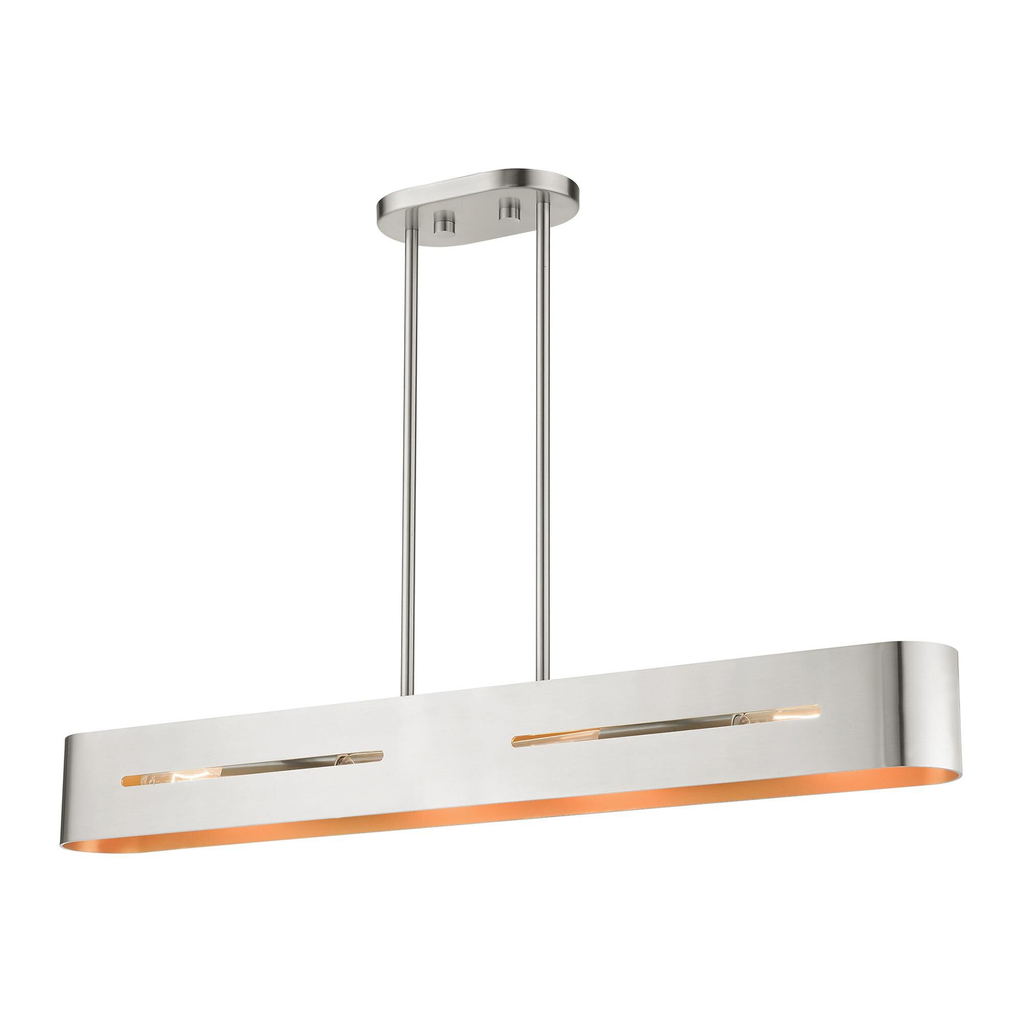 Shown in Brushed Nickel finish and Hand Welded Brushed Nickel  With Gold Finish Inside shade