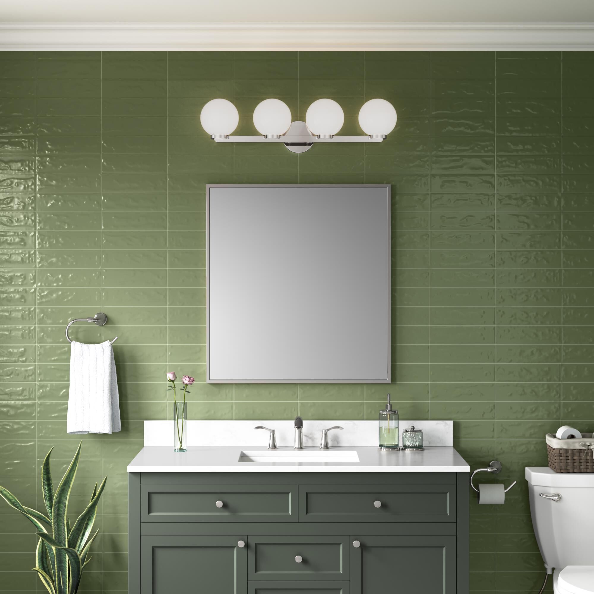 Shown in Chrome finish and Shiny Opal glass