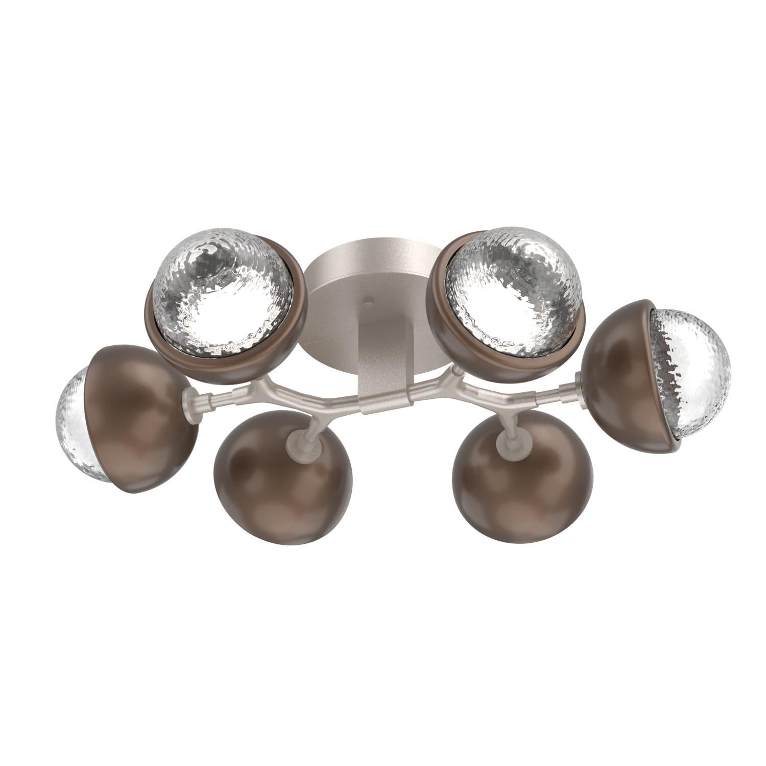 Shown in Beige Silver finish and Clear glass and Burnished Bronze accent
