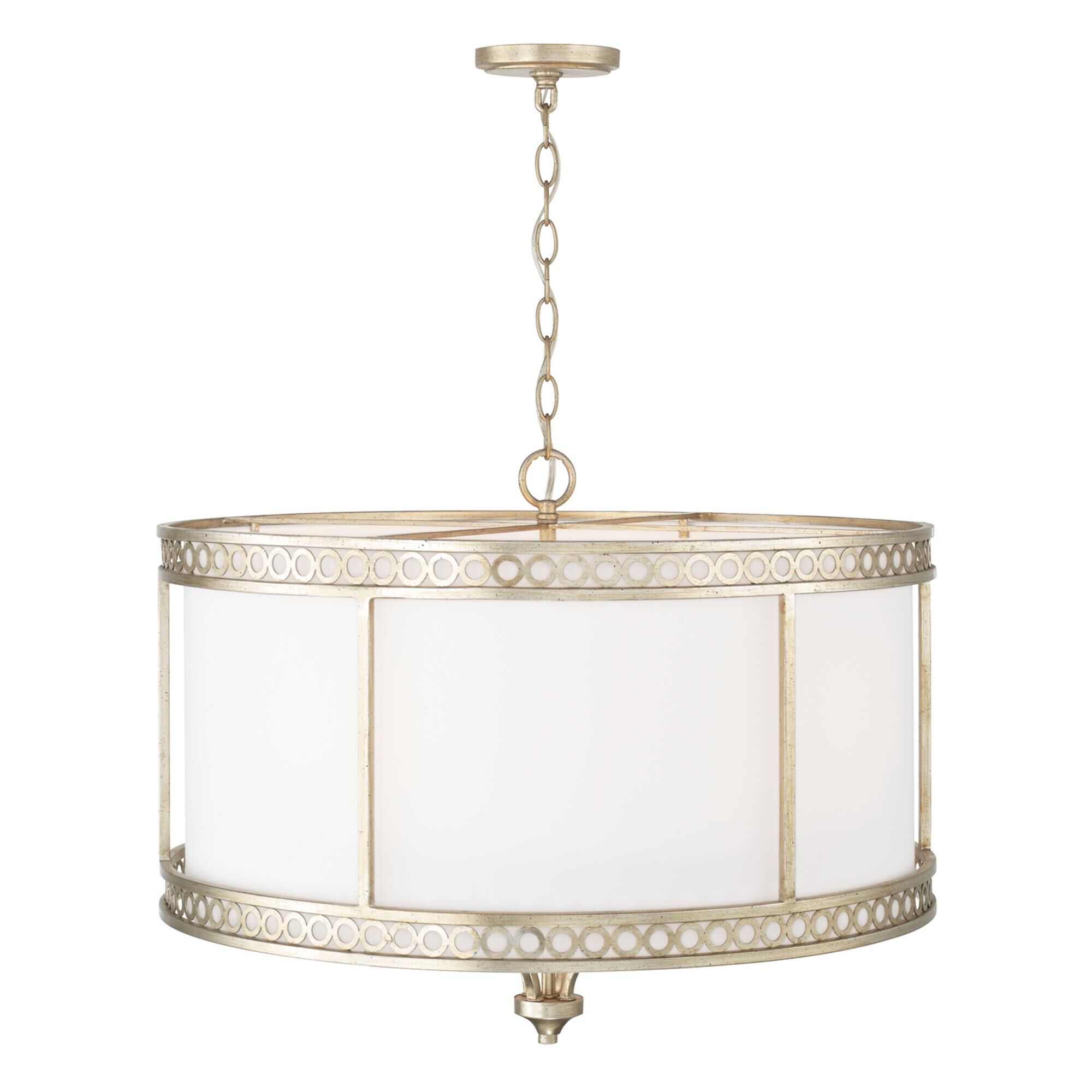 Shown in Winter Gold finish and White Fabric shade