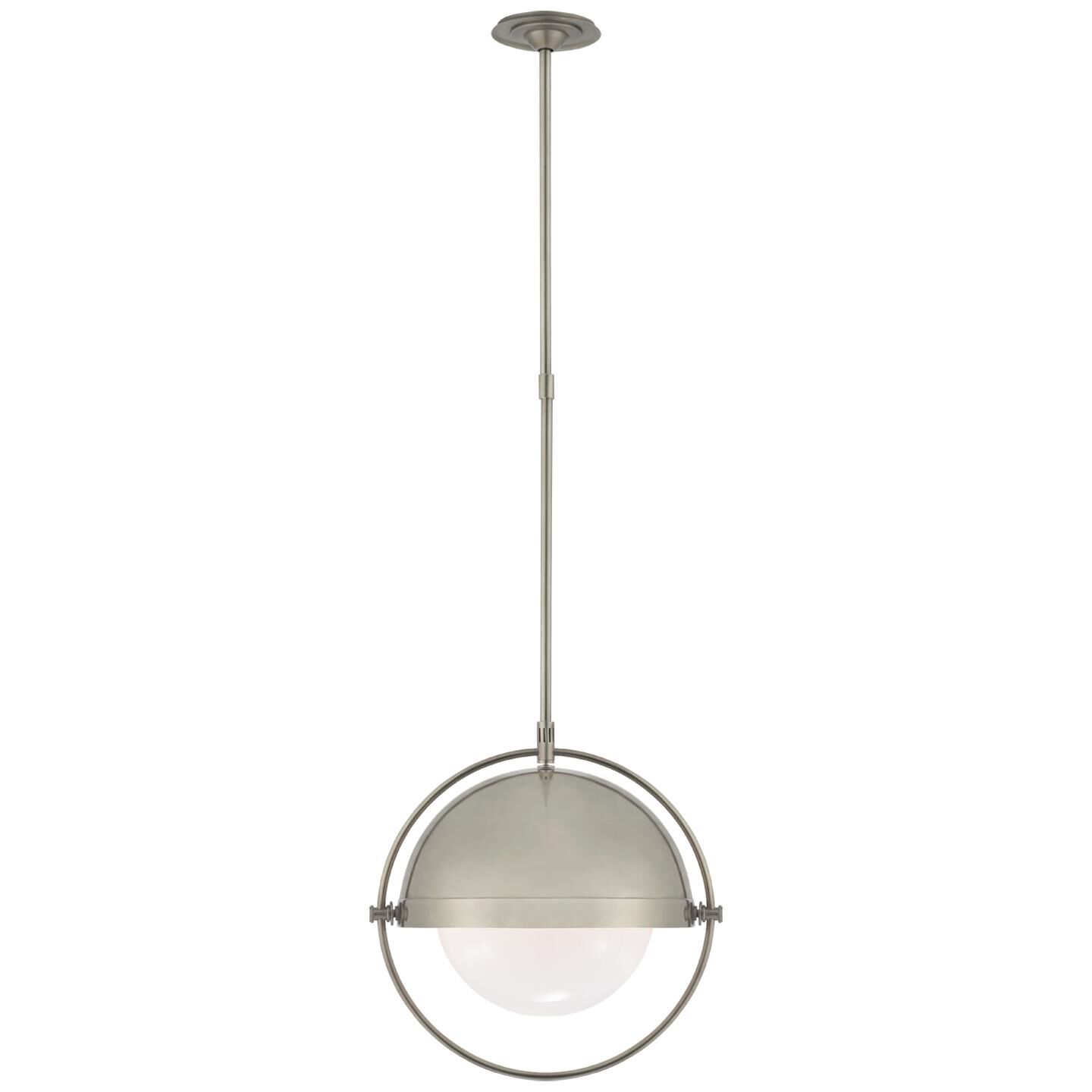 Shown in Antique Nickel finish and White glass and White Glass shade