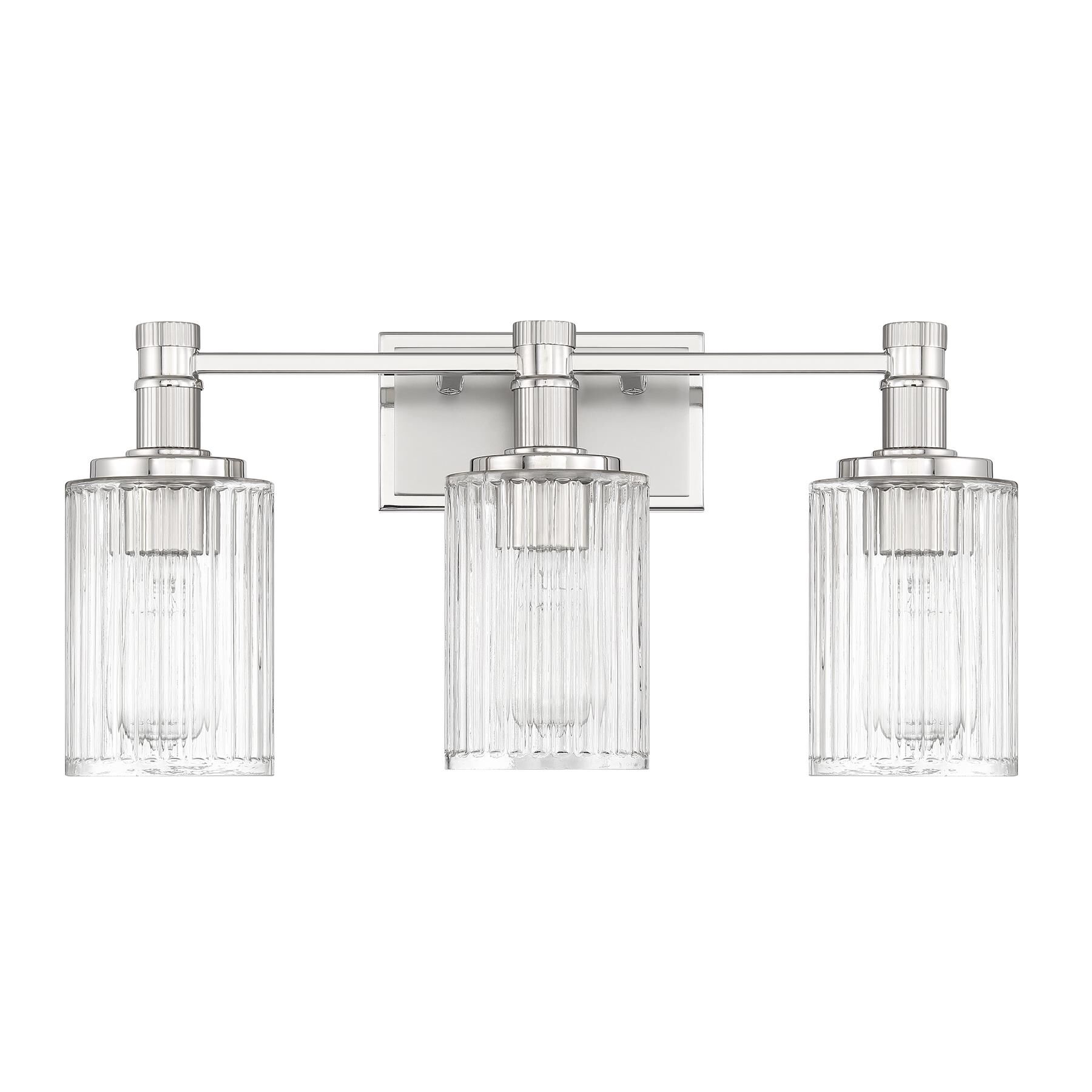 Shown in Silver And Polished Nickel finish and Ribbed glass