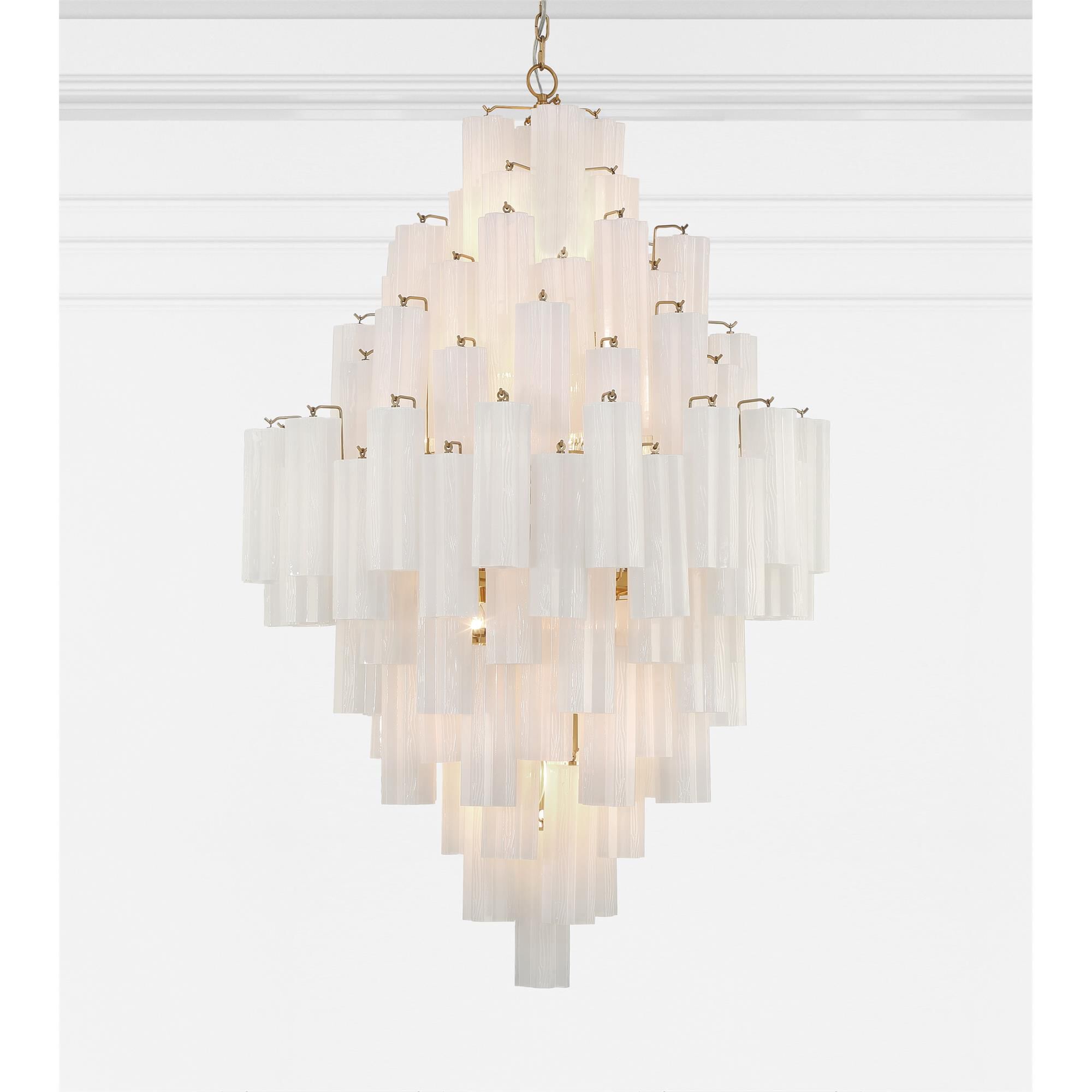 Shown in Aged Brass finish and Tronchi Glass White crystal