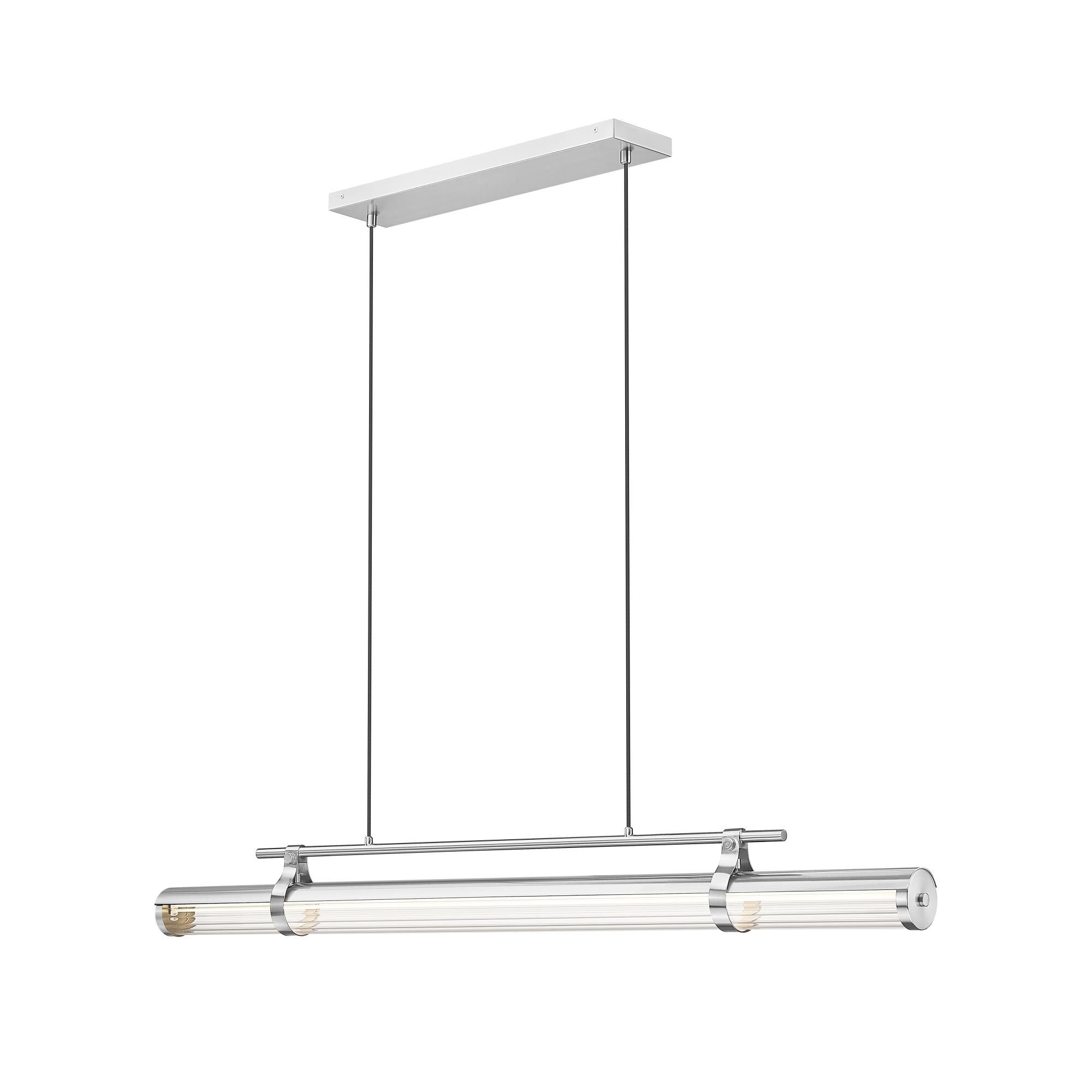 Shown in Brushed Nickel finish and Clear glass