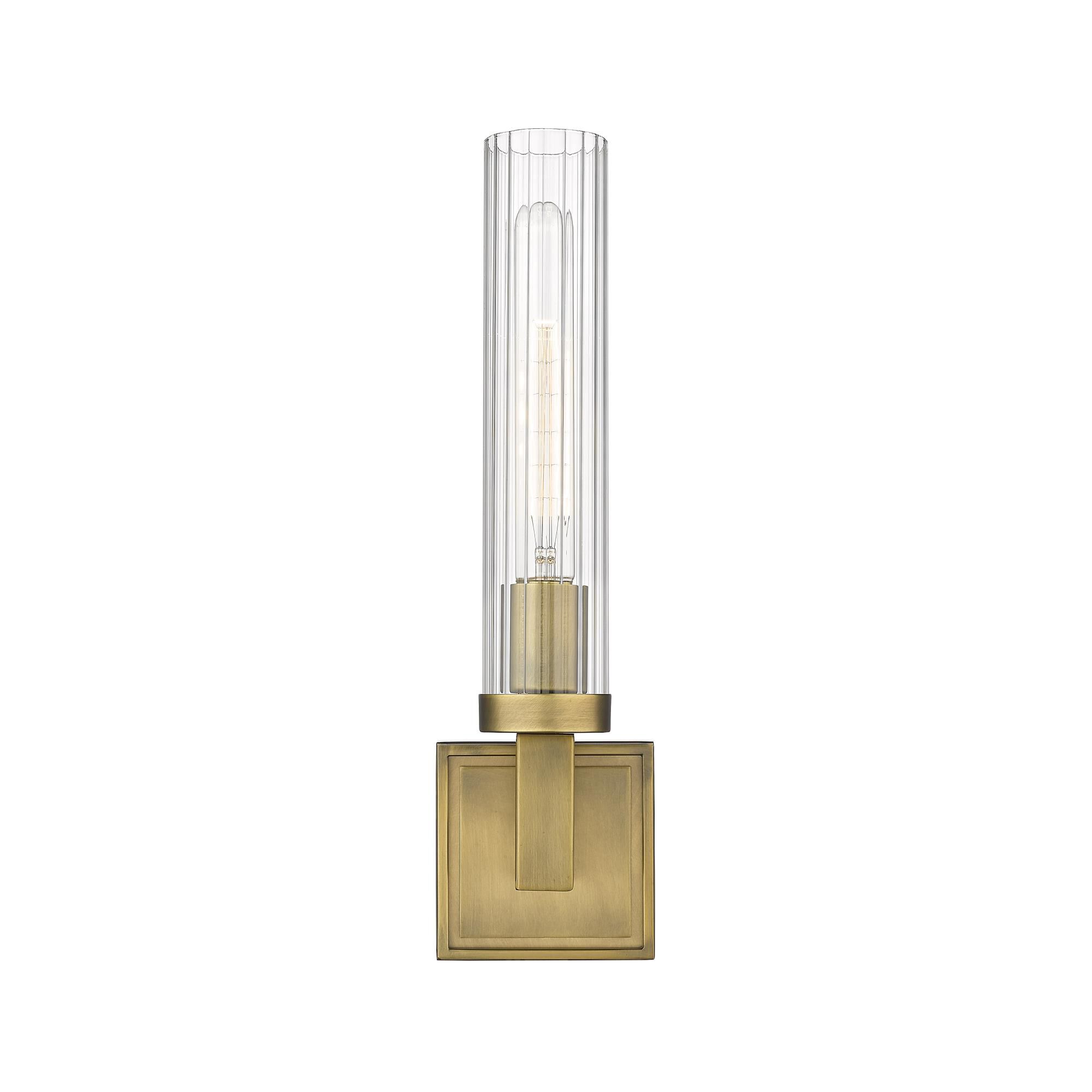 Shown in Rubbed Brass finish and Glass shade