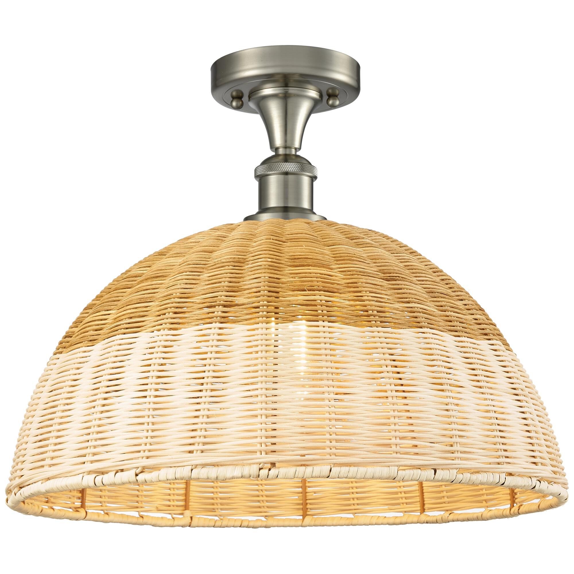 Shown in Brushed Satin Nickel finish and Natural shade