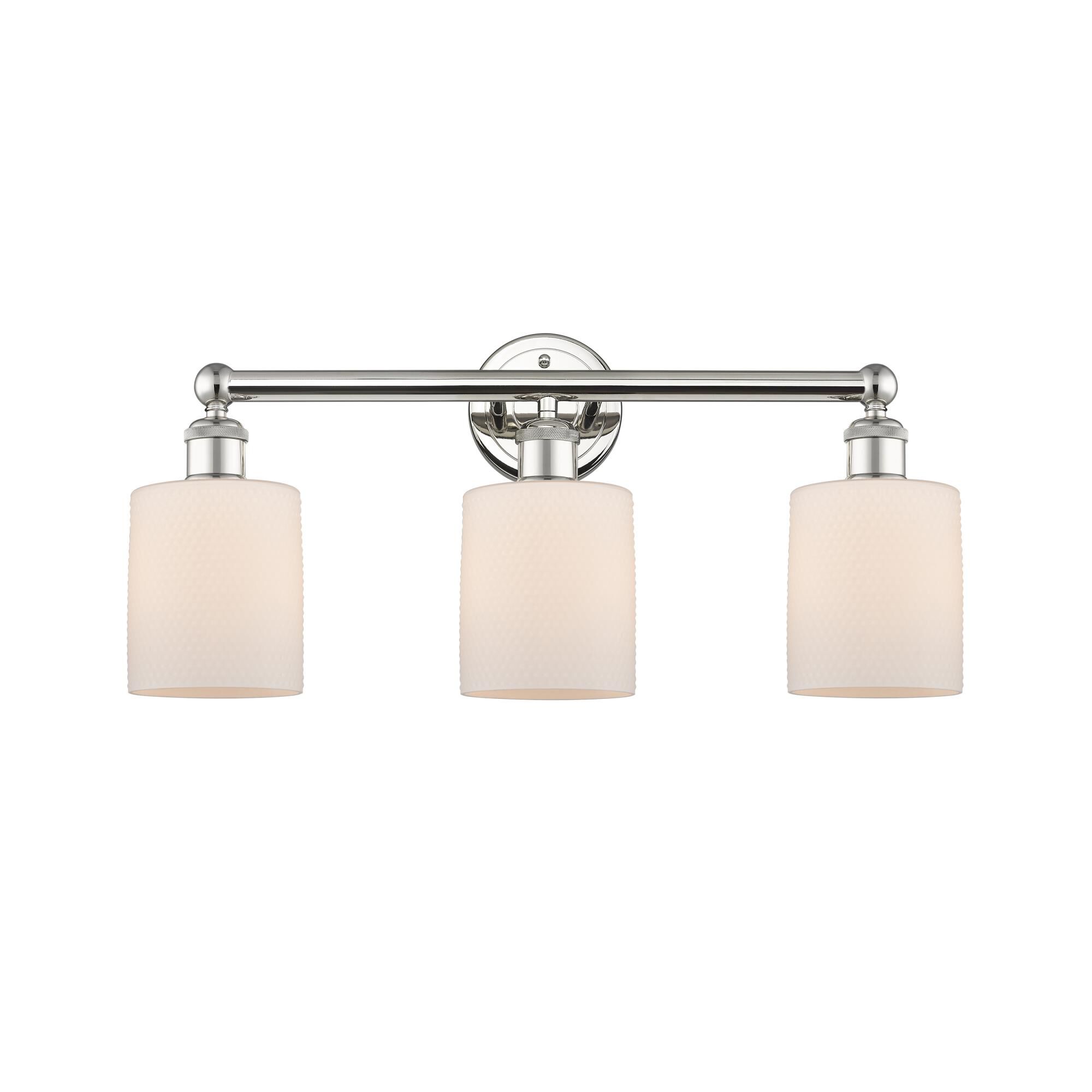 Shown in Polished Nickel finish and Matte White glass