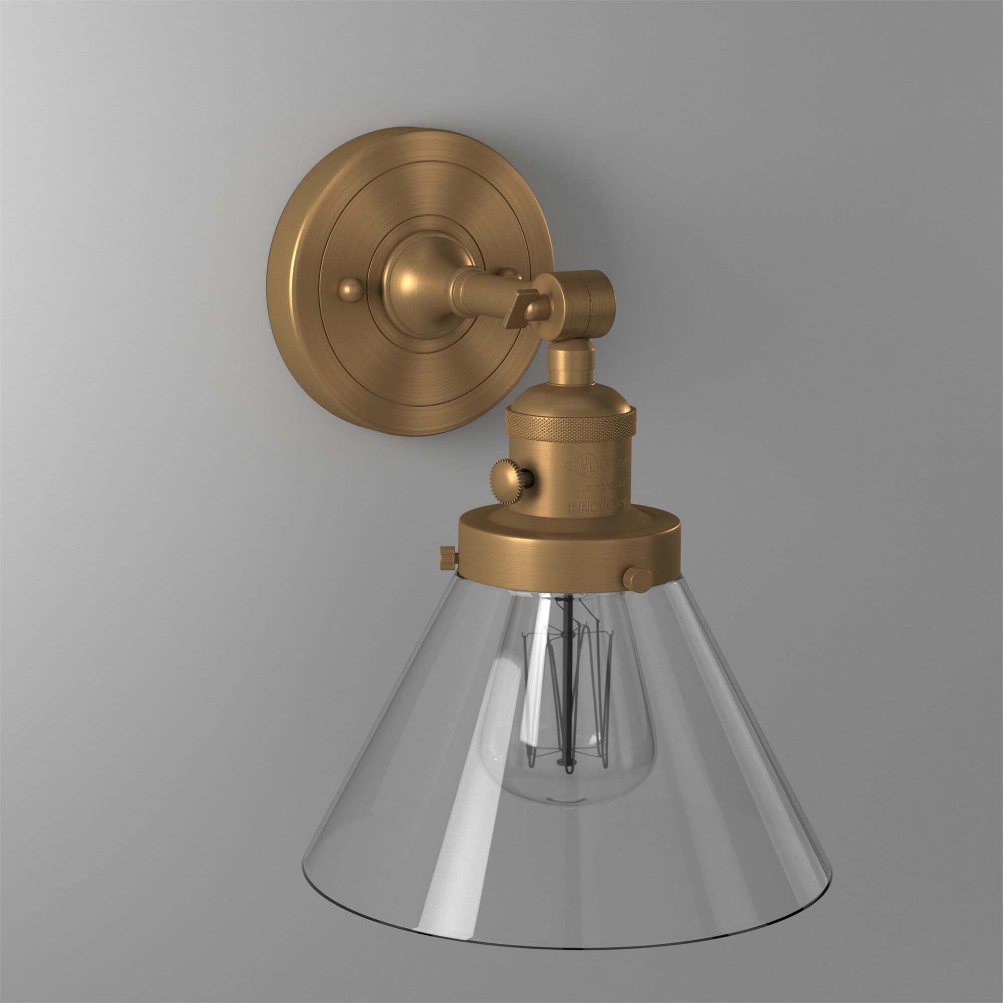 Shown in Brushed Brass finish and Clear glass and Brushed Satin Nickel shade and No Accent accent