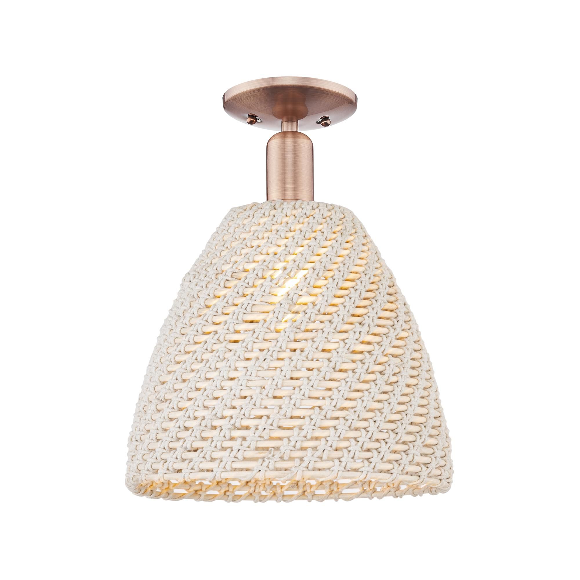 Shown in Antique Copper finish and Natural shade