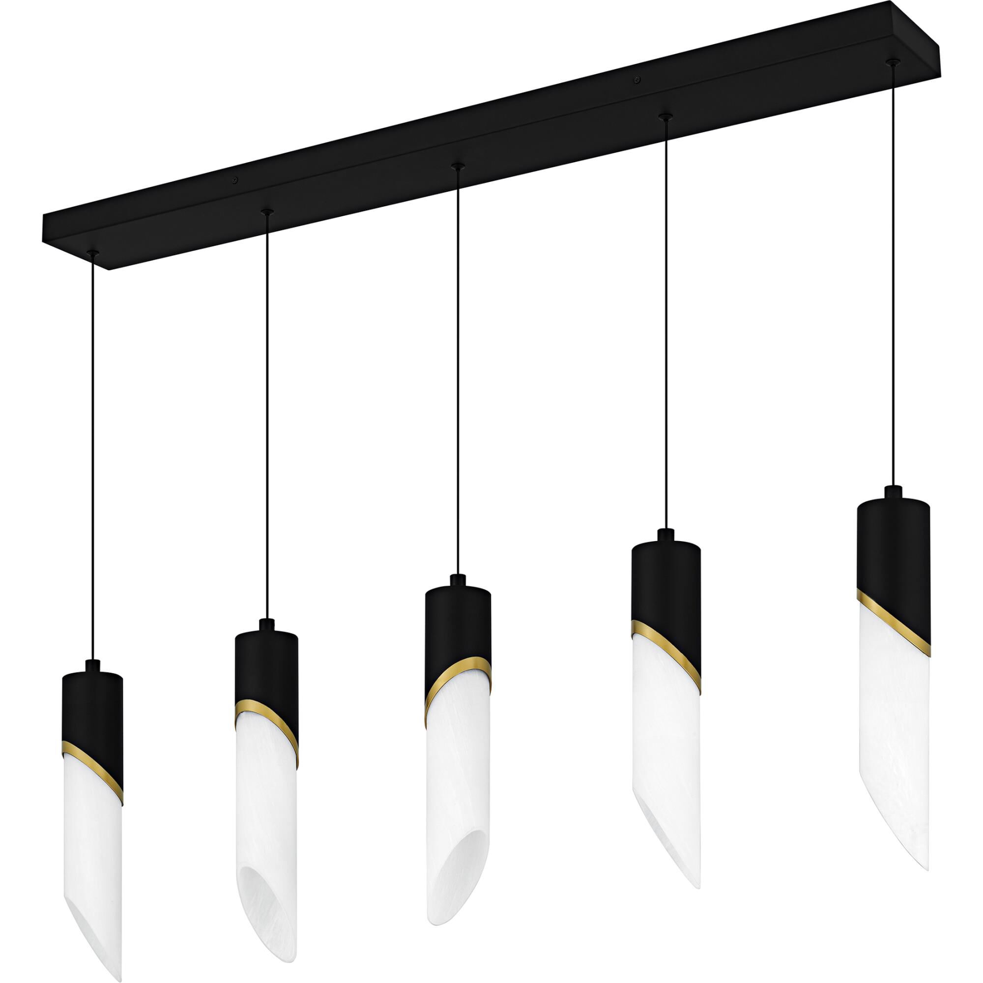 Shown in Matte Black finish and Alabaster Glass shade
