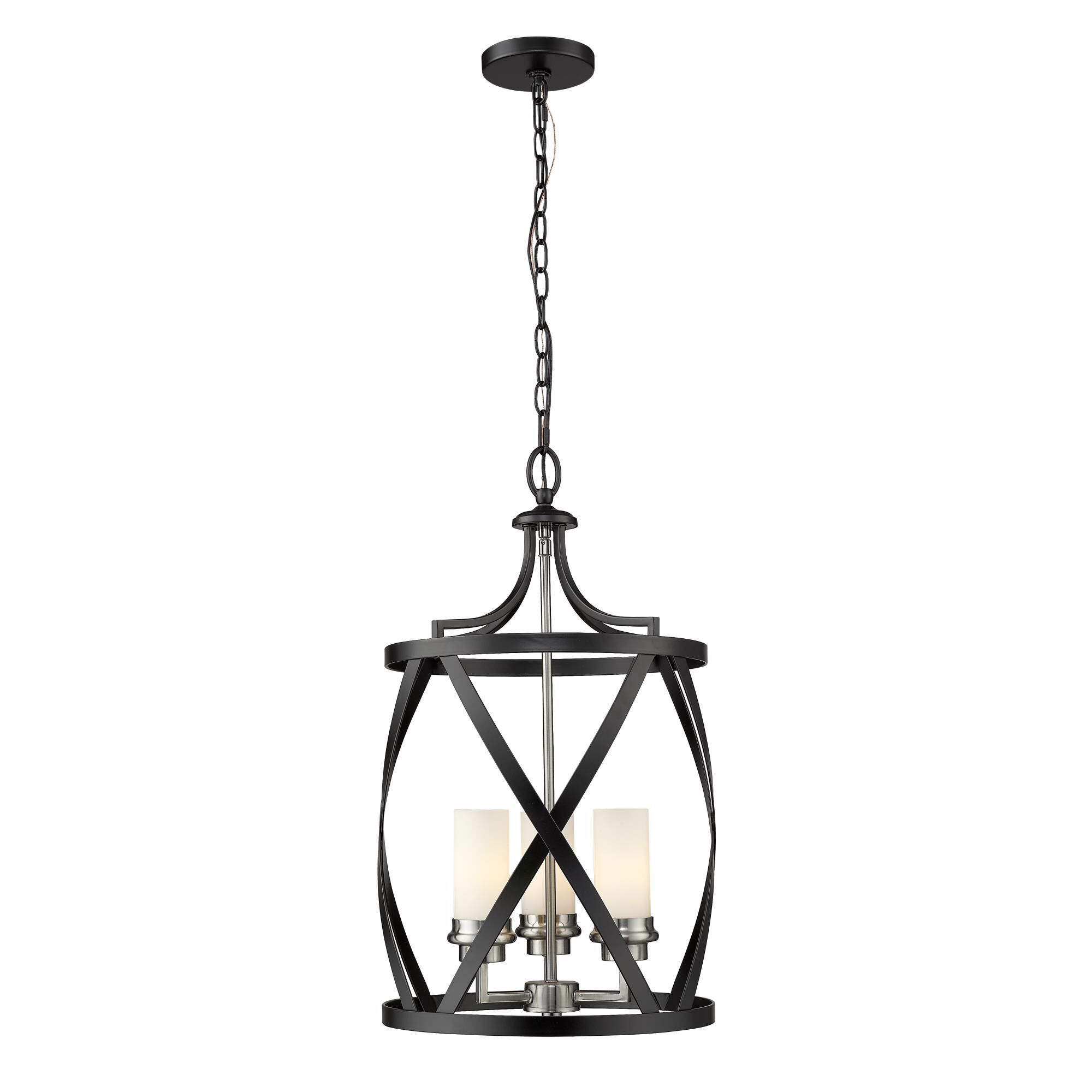 Shown in Matte Black + Brushed Nickel finish and Glass shade