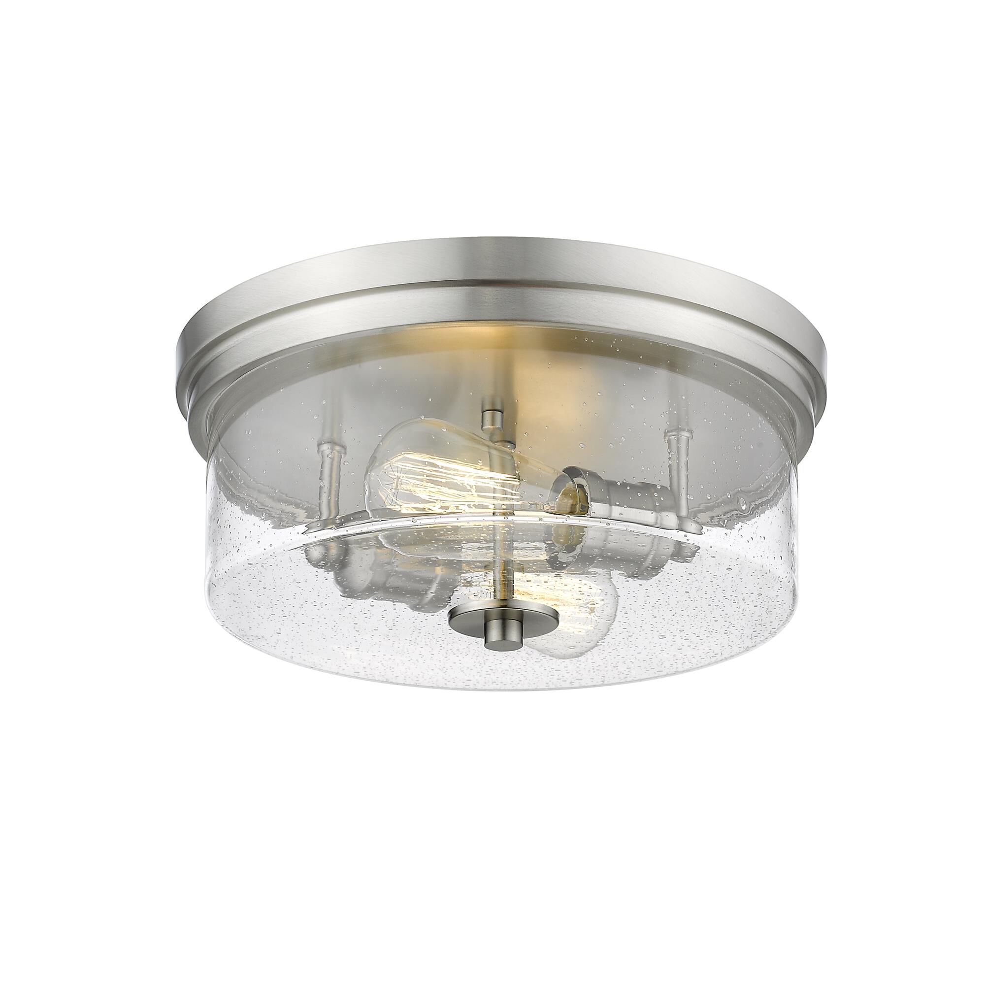 Shown in Brushed Nickel finish and Glass shade