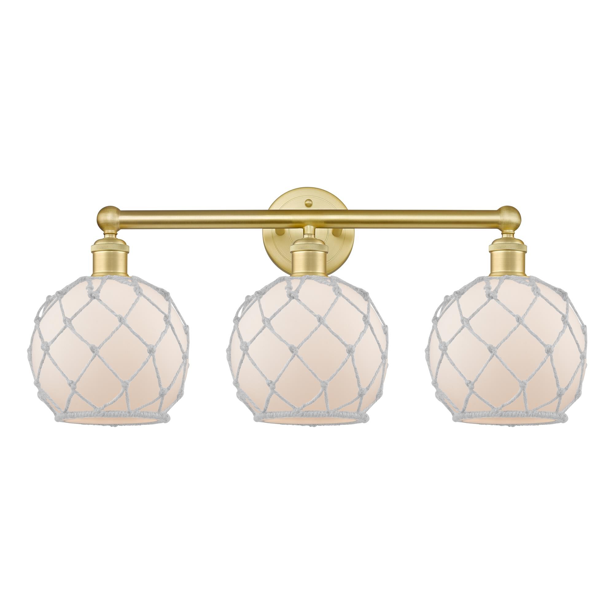 Shown in Satin Gold finish and White with White Rope glass