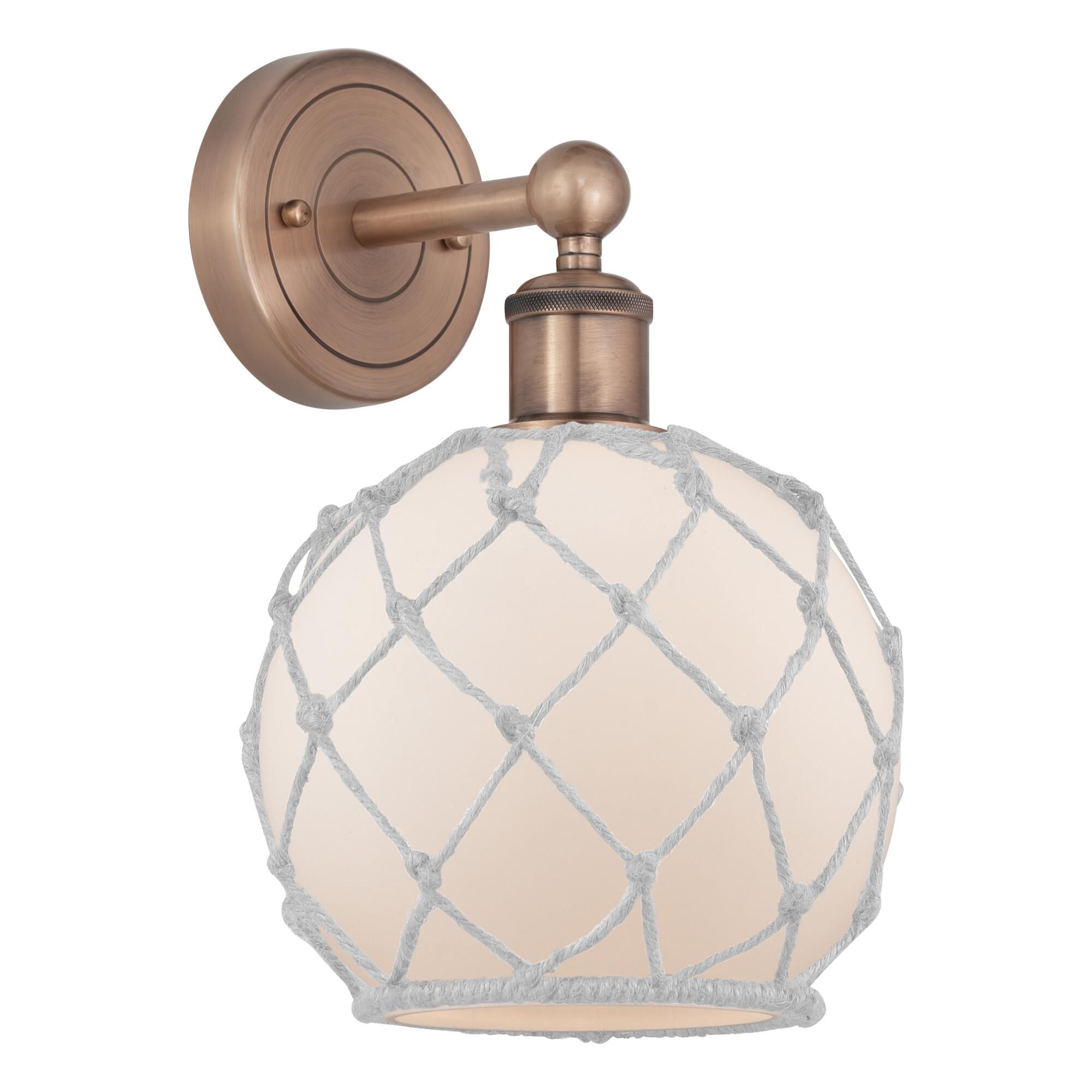 Shown in Antique Copper finish and White with White Rope glass
