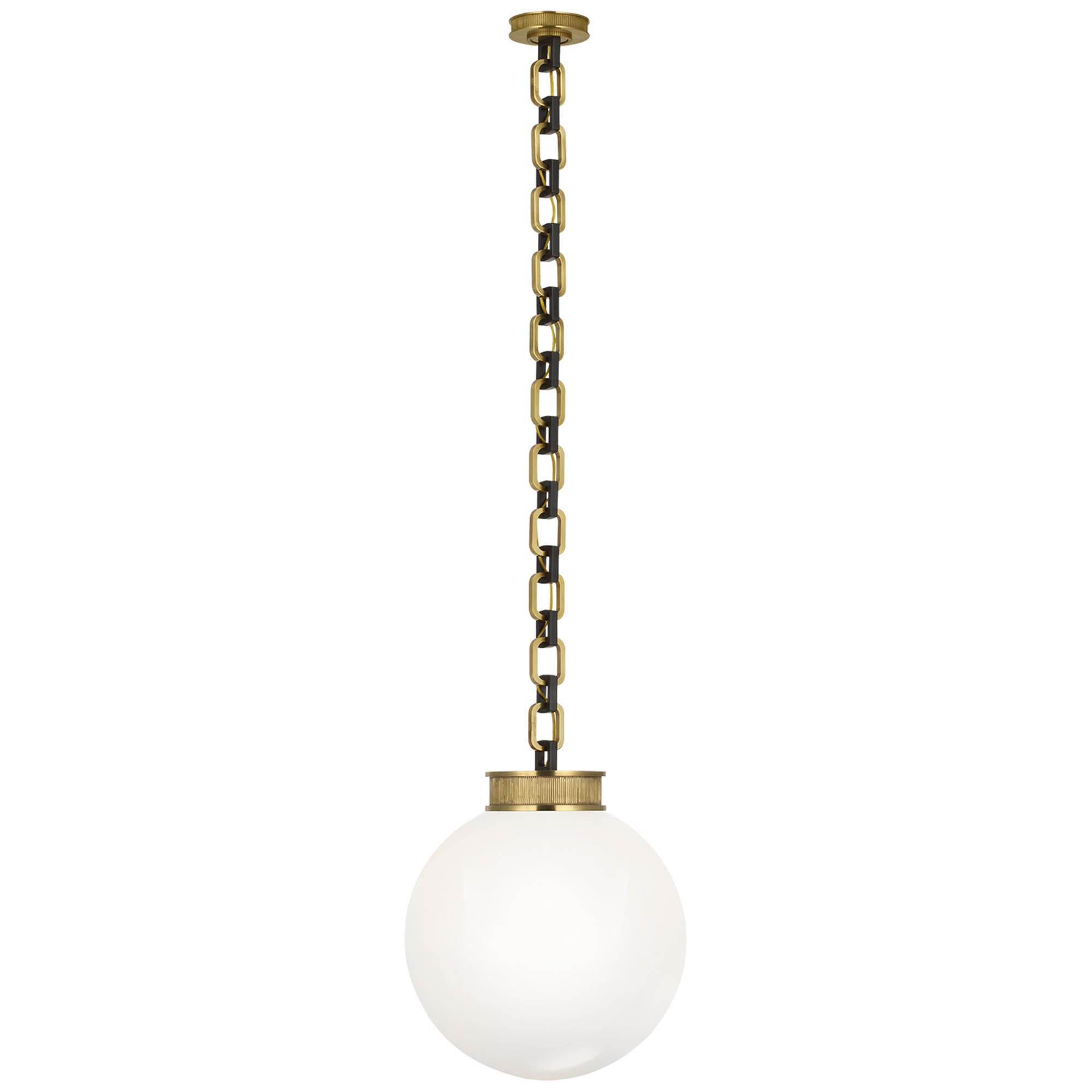 Shown in Soft Brass and Bronze finish and White glass