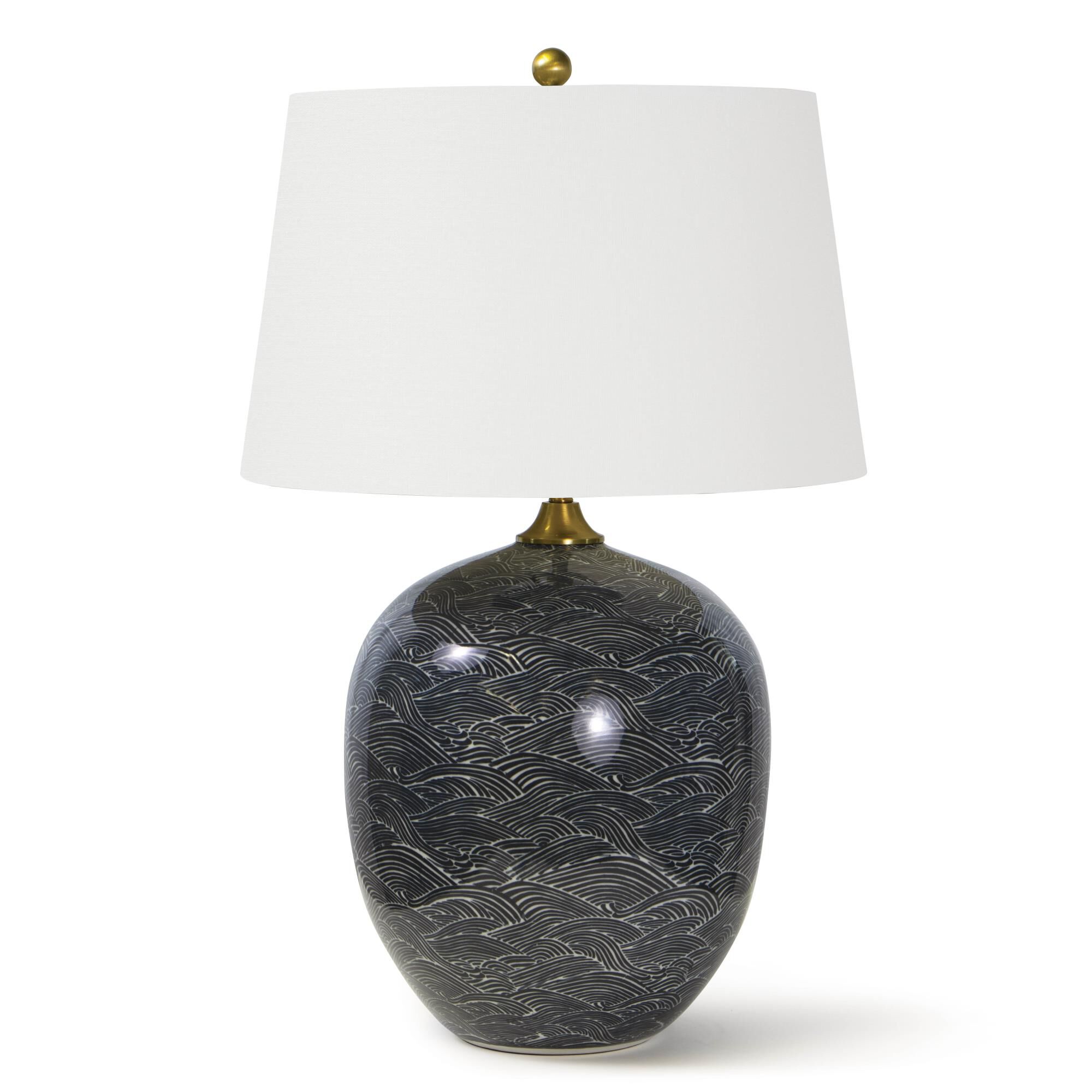 Shown in Ebony finish and Linen shade