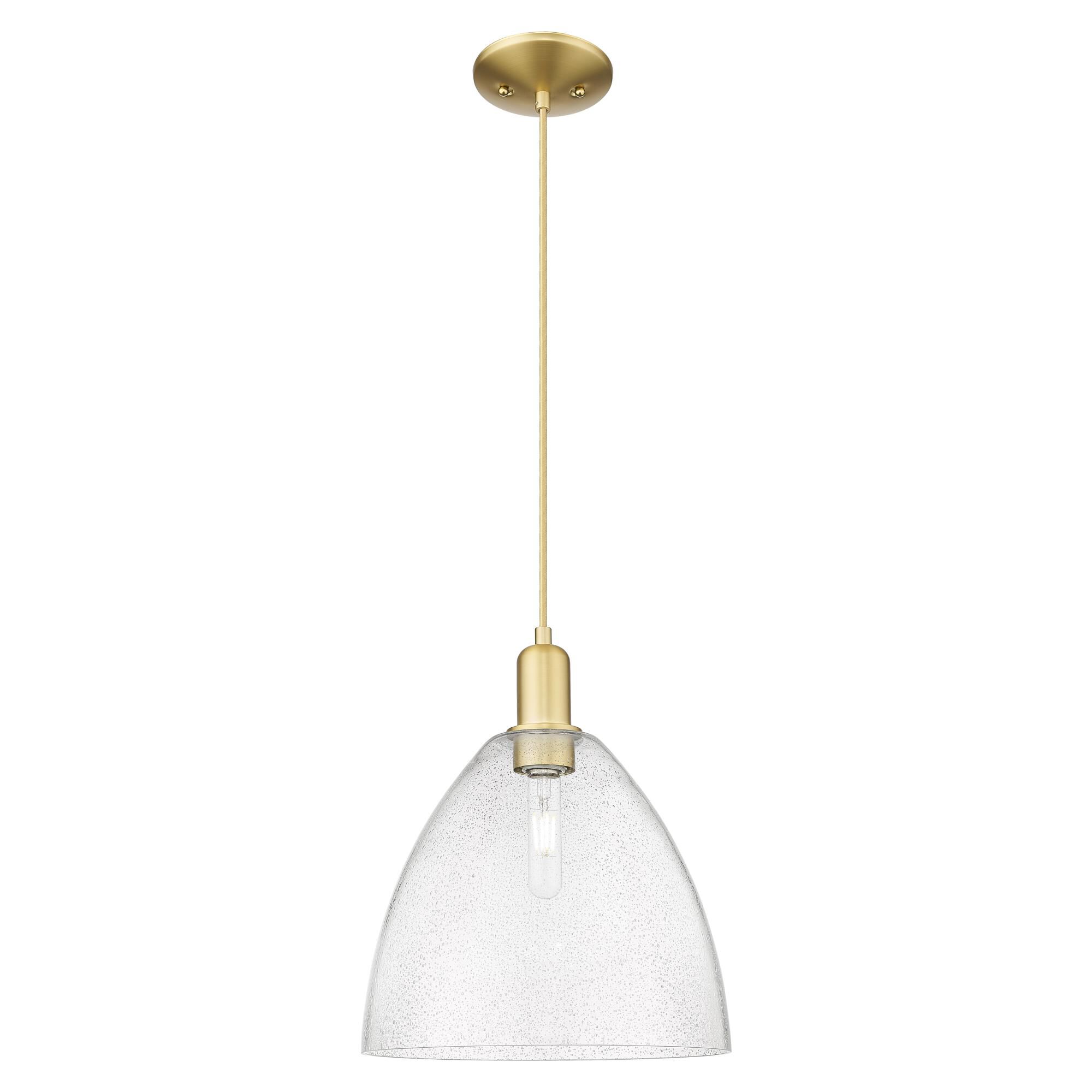 Shown in Satin Gold finish and Seedy glass