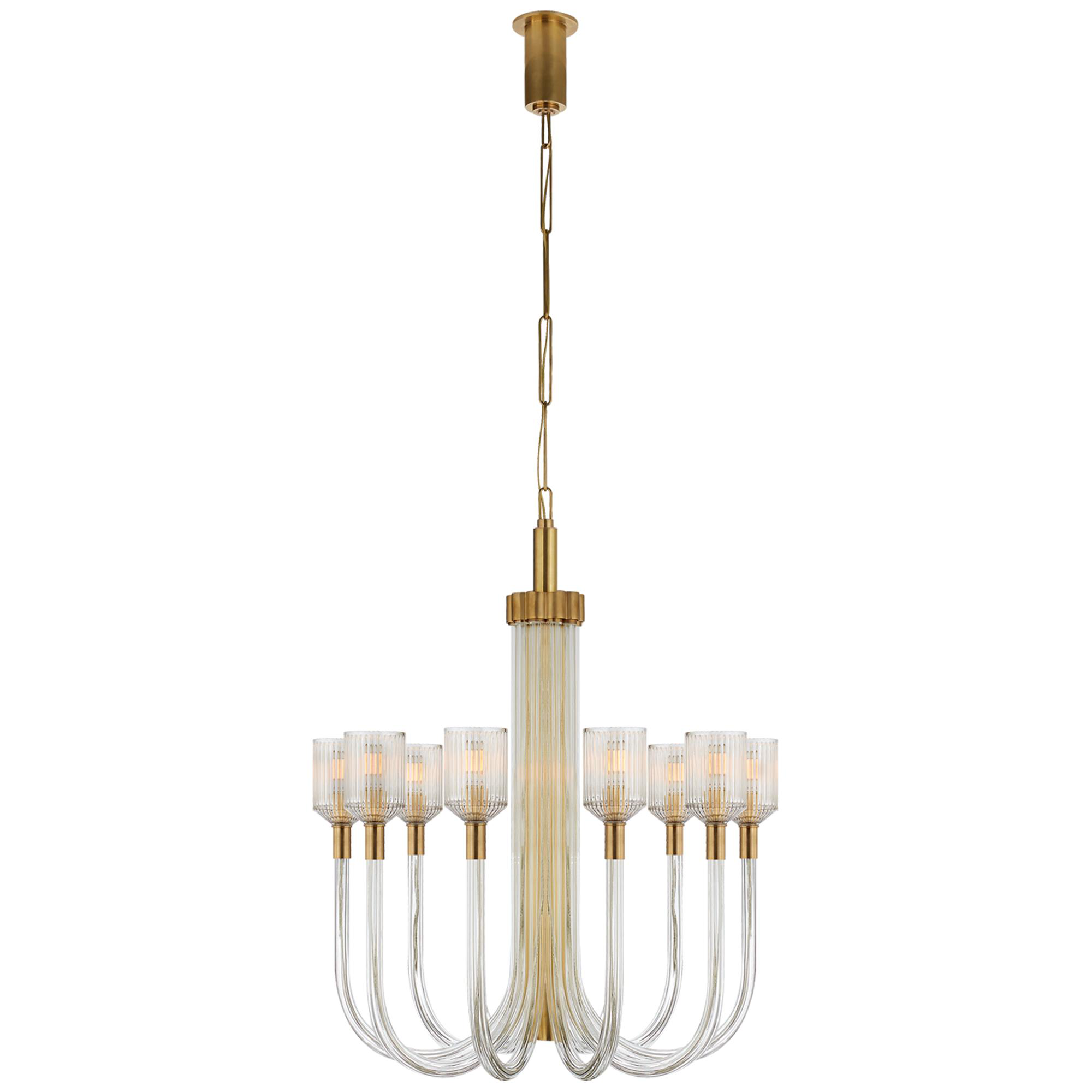 Shown in Clear Ribbed Glass And Brass finish