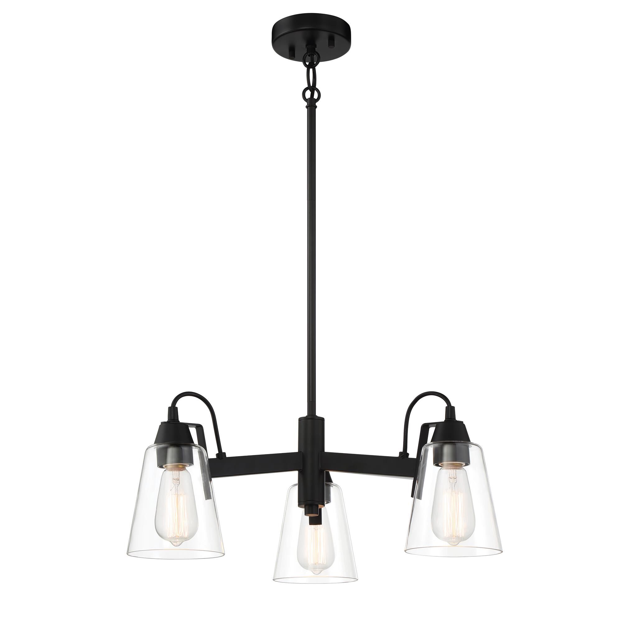 Shown in Coal finish and Clear glass and Glass shade
